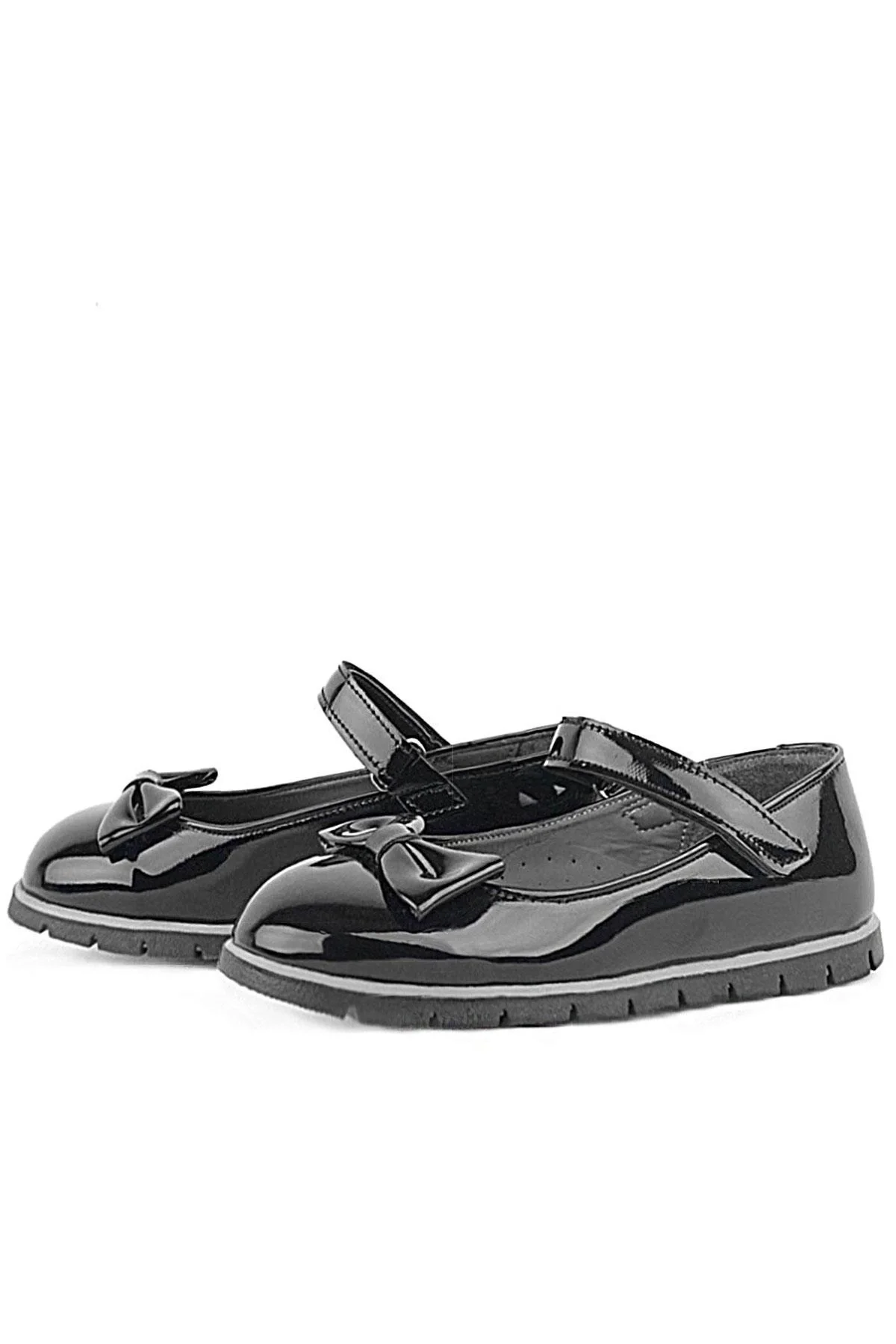 Rakerplus Siyah Rugan Fiyonklu Cırtlı Kız Çocuk Babet