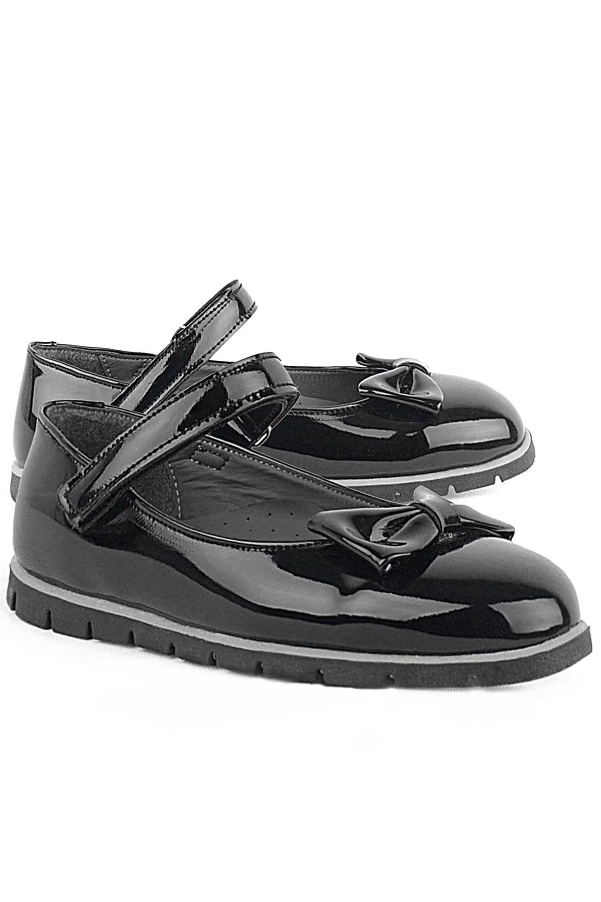 Rakerplus Siyah Rugan Fiyonklu Cırtlı Kız Çocuk Babet