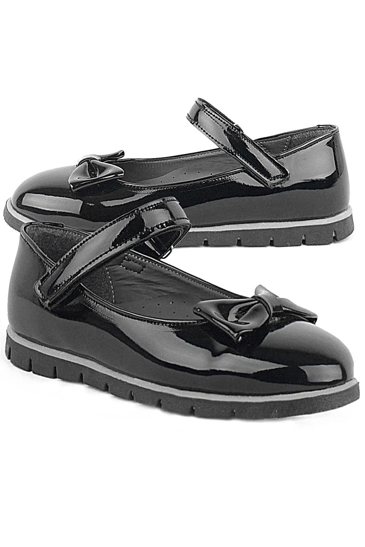 Rakerplus Siyah Rugan Fiyonklu Cırtlı Kız Çocuk Babet