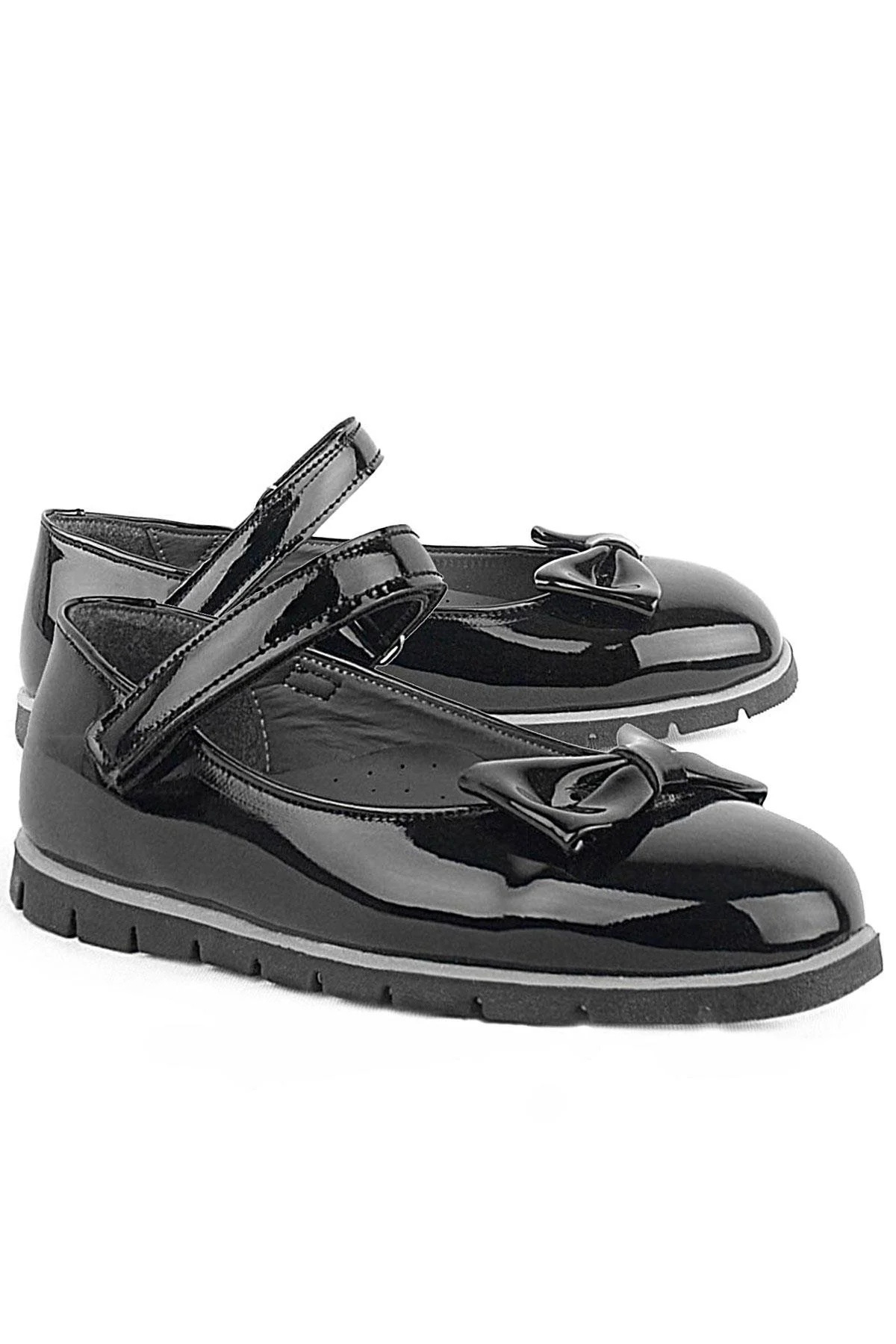 Rakerplus Siyah Rugan Fiyonklu Cırtlı Kız Çocuk Babet