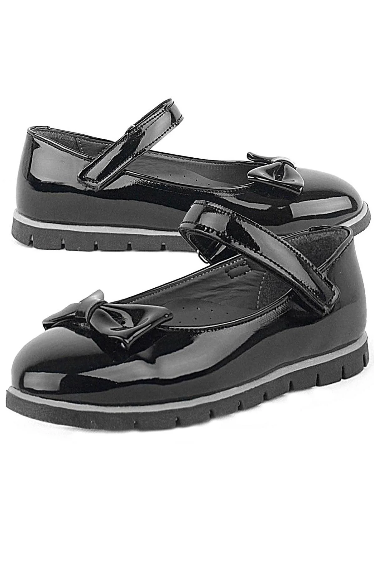 Rakerplus Siyah Rugan Fiyonklu Cırtlı Kız Çocuk Babet