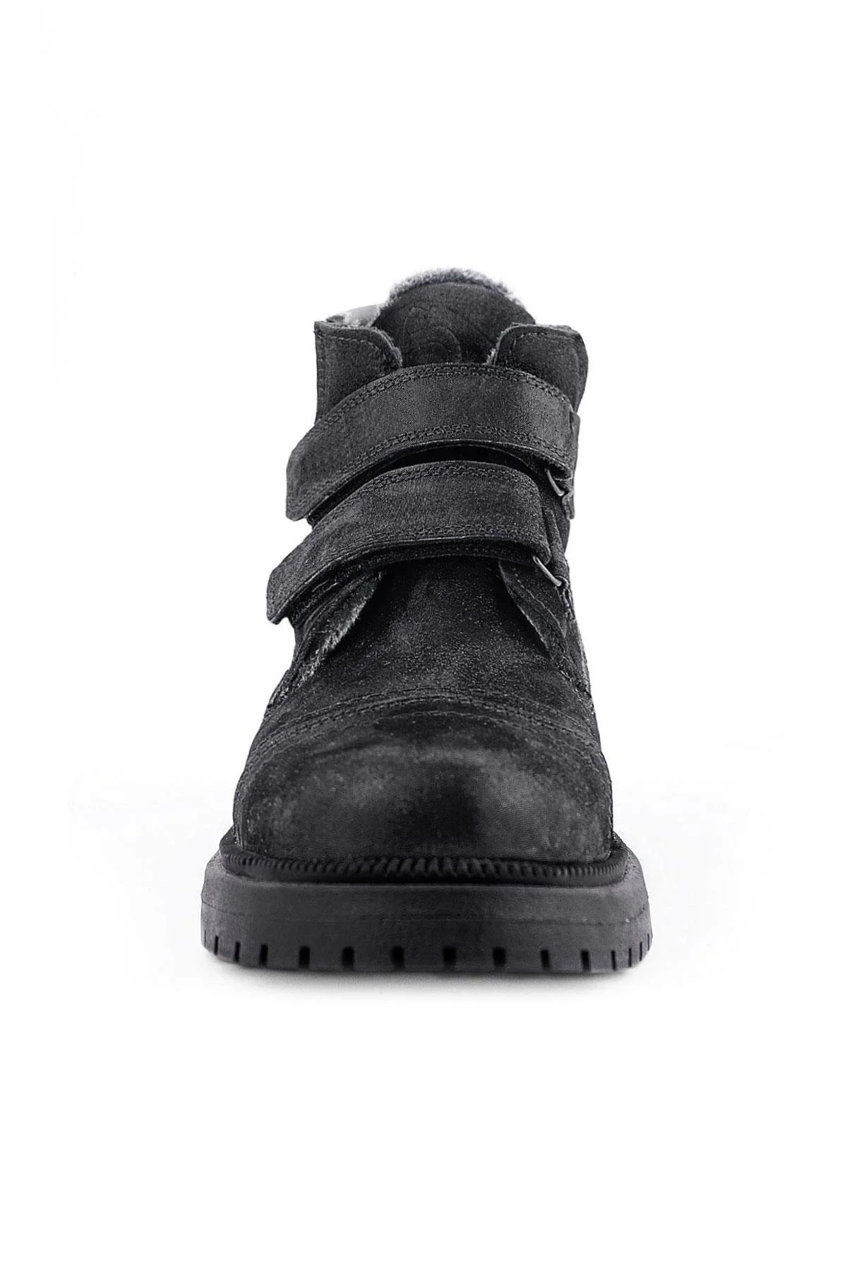 Rakerplus Siyah Simli Cırt Cırtlı Hakiki Deri Kız Çocuk Bot