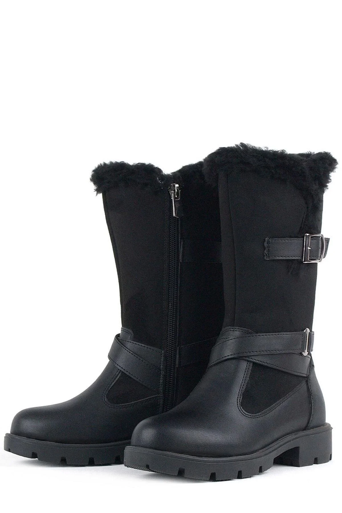 Rakerplus Siyah Uzun Fermuarlı Kız Çocuk Çizme