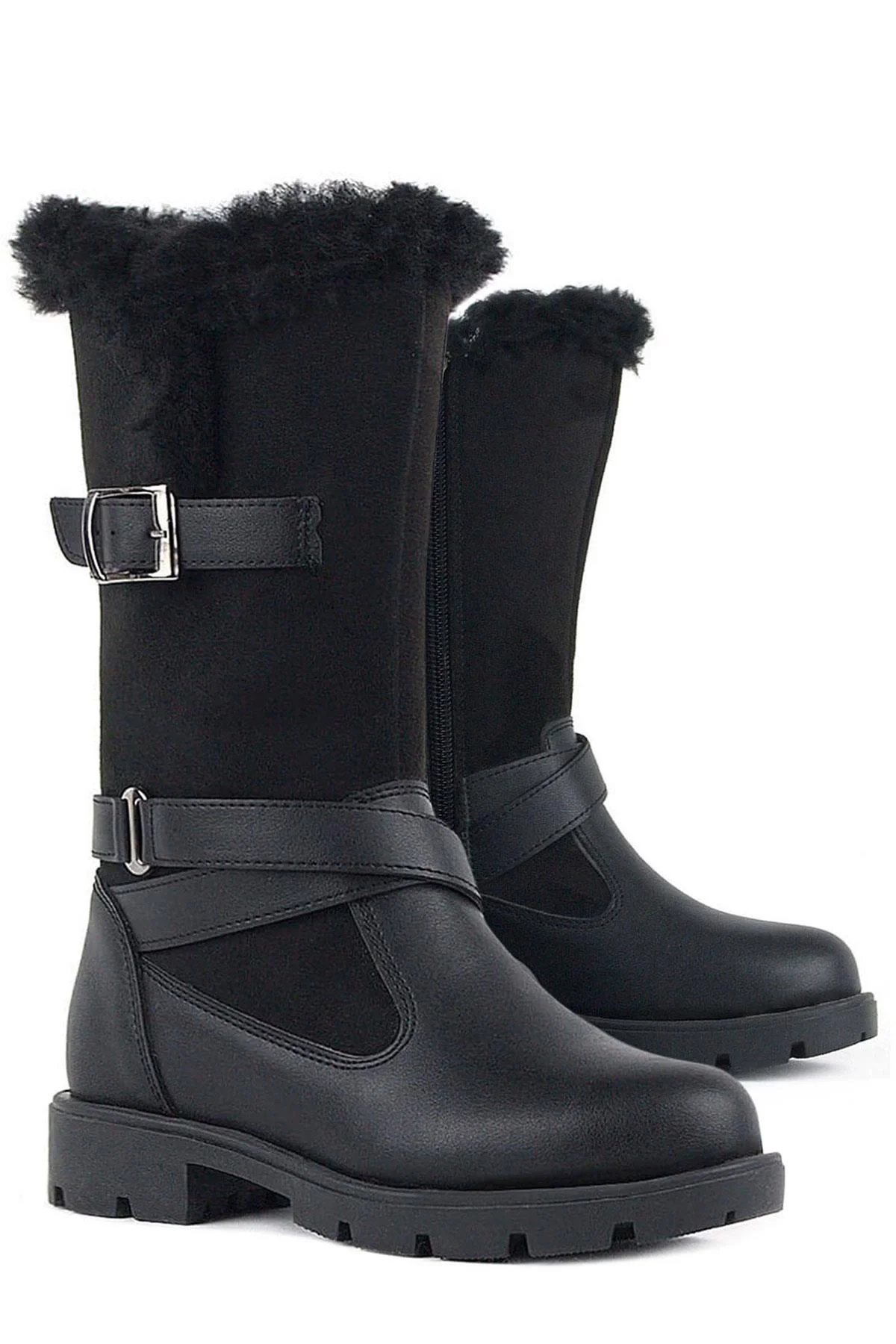 Rakerplus Siyah Uzun Fermuarlı Kız Çocuk Çizme