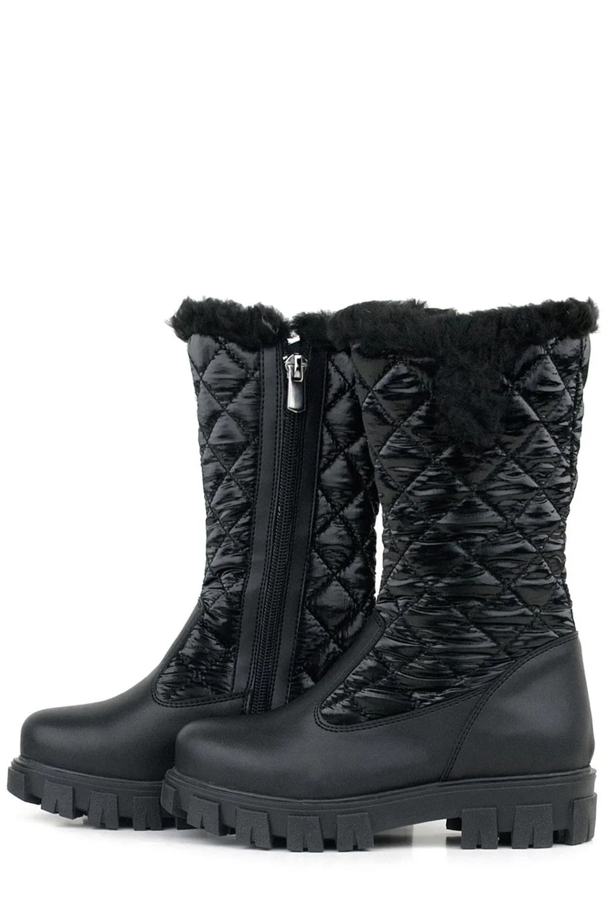 Rakerplus Siyah Uzun Fermuarlı Kız Çocuk Yağmur Çizmesi