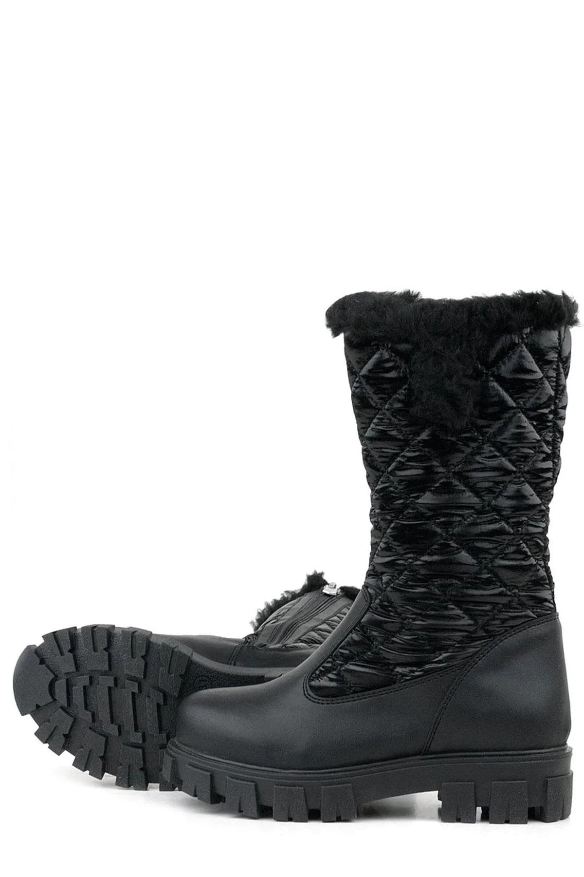 Rakerplus Siyah Uzun Fermuarlı Kız Çocuk Yağmur Çizmesi