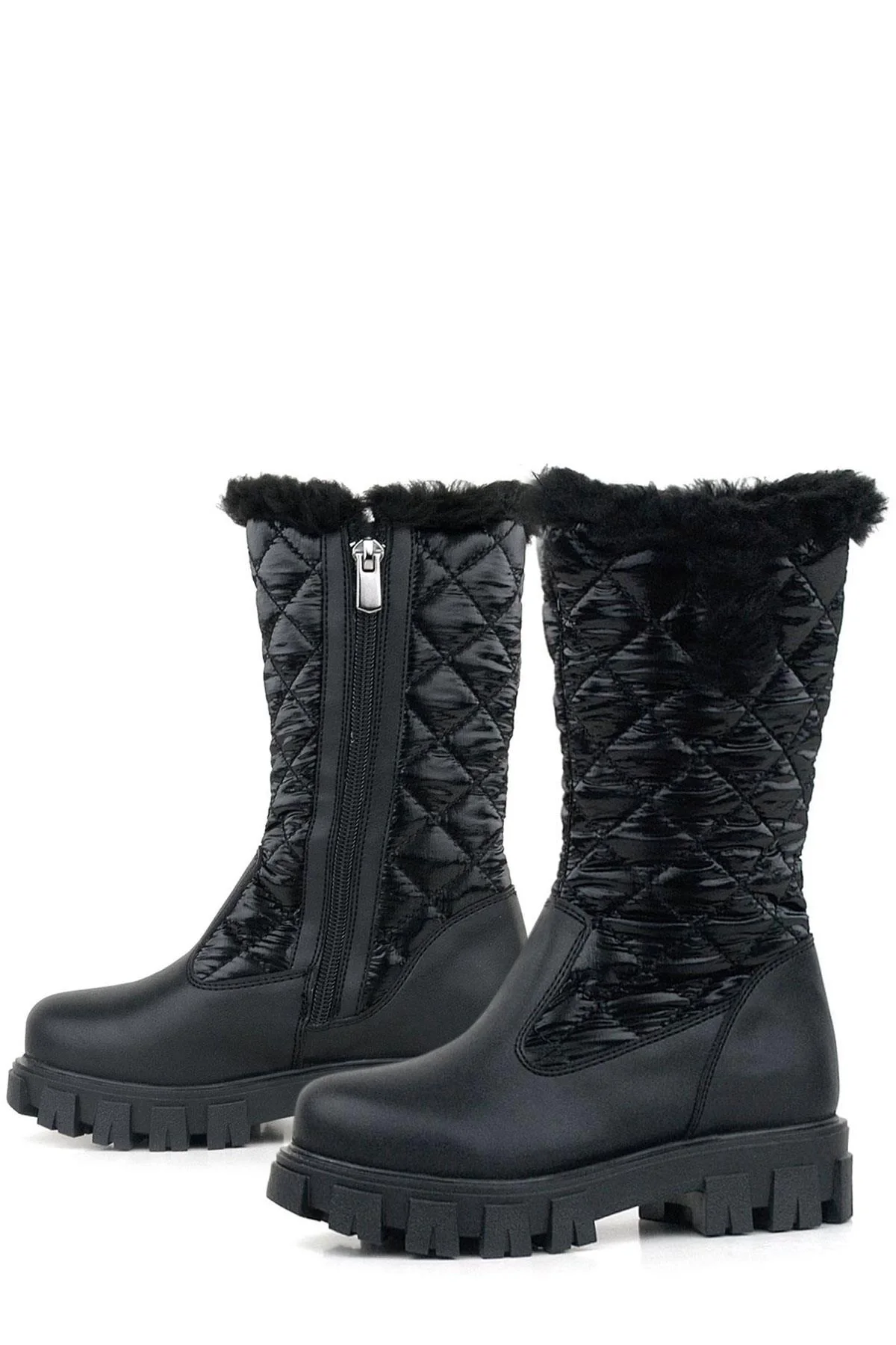 Rakerplus Siyah Uzun Fermuarlı Kız Çocuk Yağmur Çizmesi