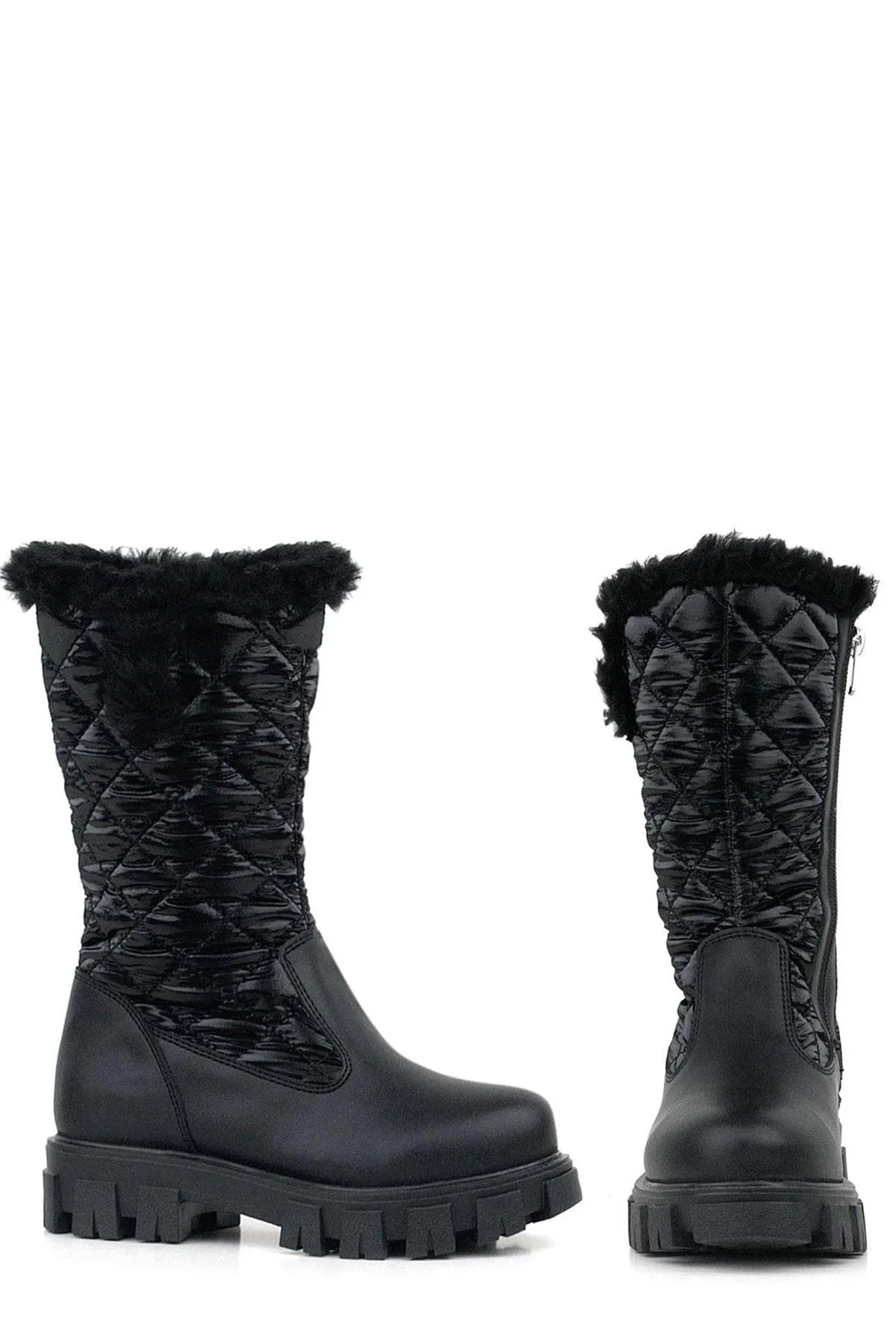 Rakerplus Siyah Uzun Fermuarlı Kız Çocuk Yağmur Çizmesi