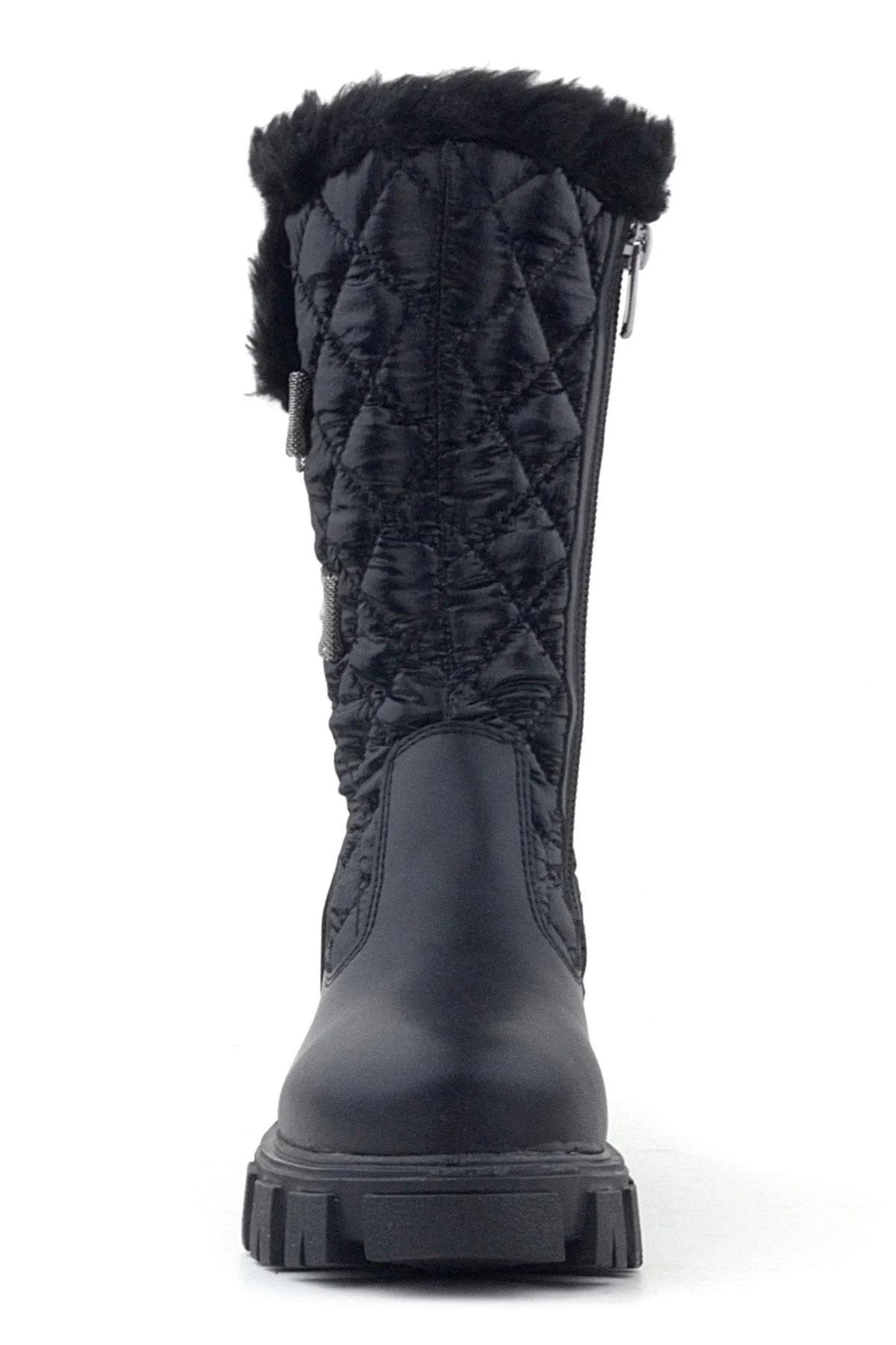 Rakerplus Siyah Uzun Fermuarlı Kurdeleli Kız Çocuk Yağmur Çizmesi