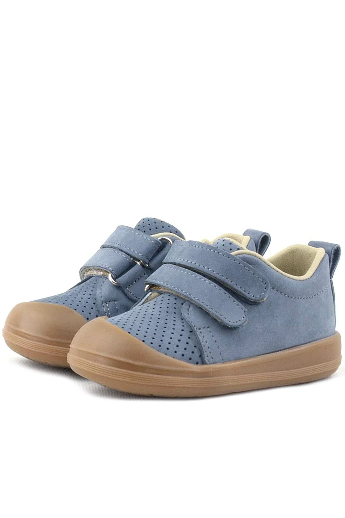 Rakerplus Sonic Hakiki Deri Gri Cırtlı Anatomik Bebek Spor Ayakkabı Sneaker