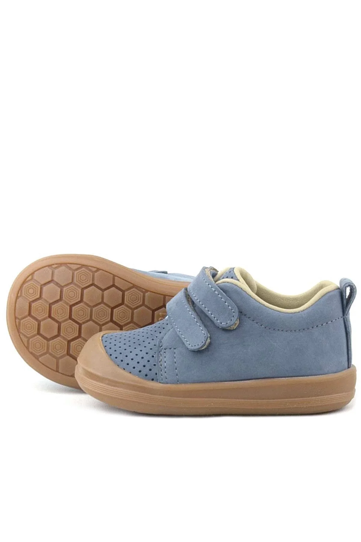 Rakerplus Sonic Hakiki Deri Gri Cırtlı Anatomik Bebek Spor Ayakkabı Sneaker