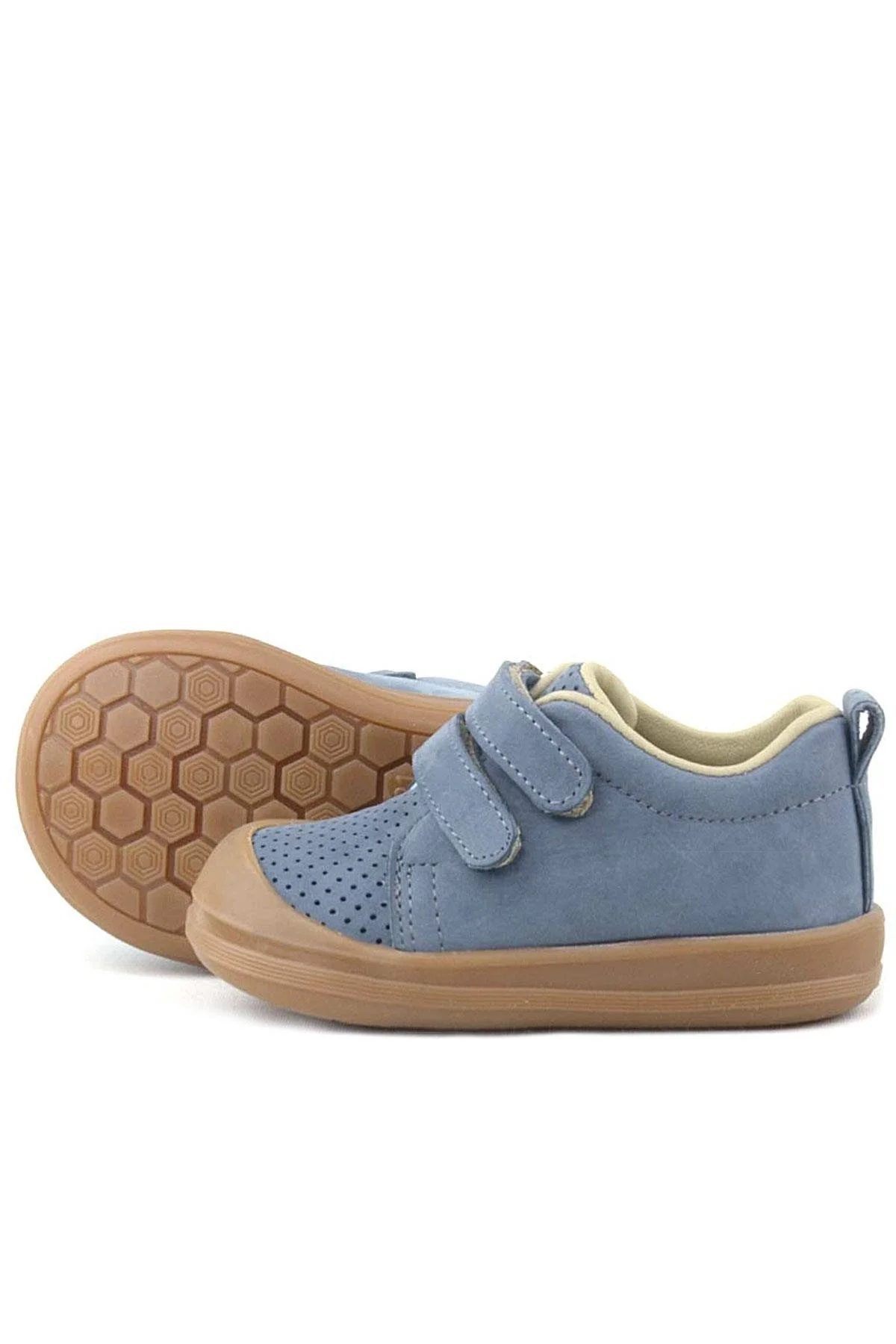 Rakerplus Sonic Hakiki Deri Gri Cırtlı Anatomik Bebek Spor Ayakkabı Sneaker