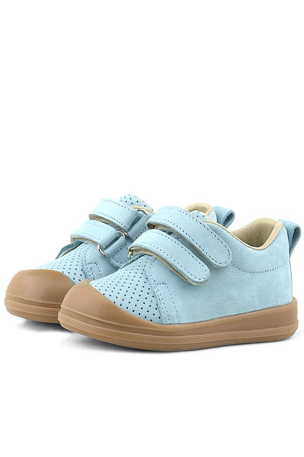 Rakerplus Sonic Hakiki Deri Mavi Cırtlı Anatomik Bebek Spor Ayakkabı Sneaker