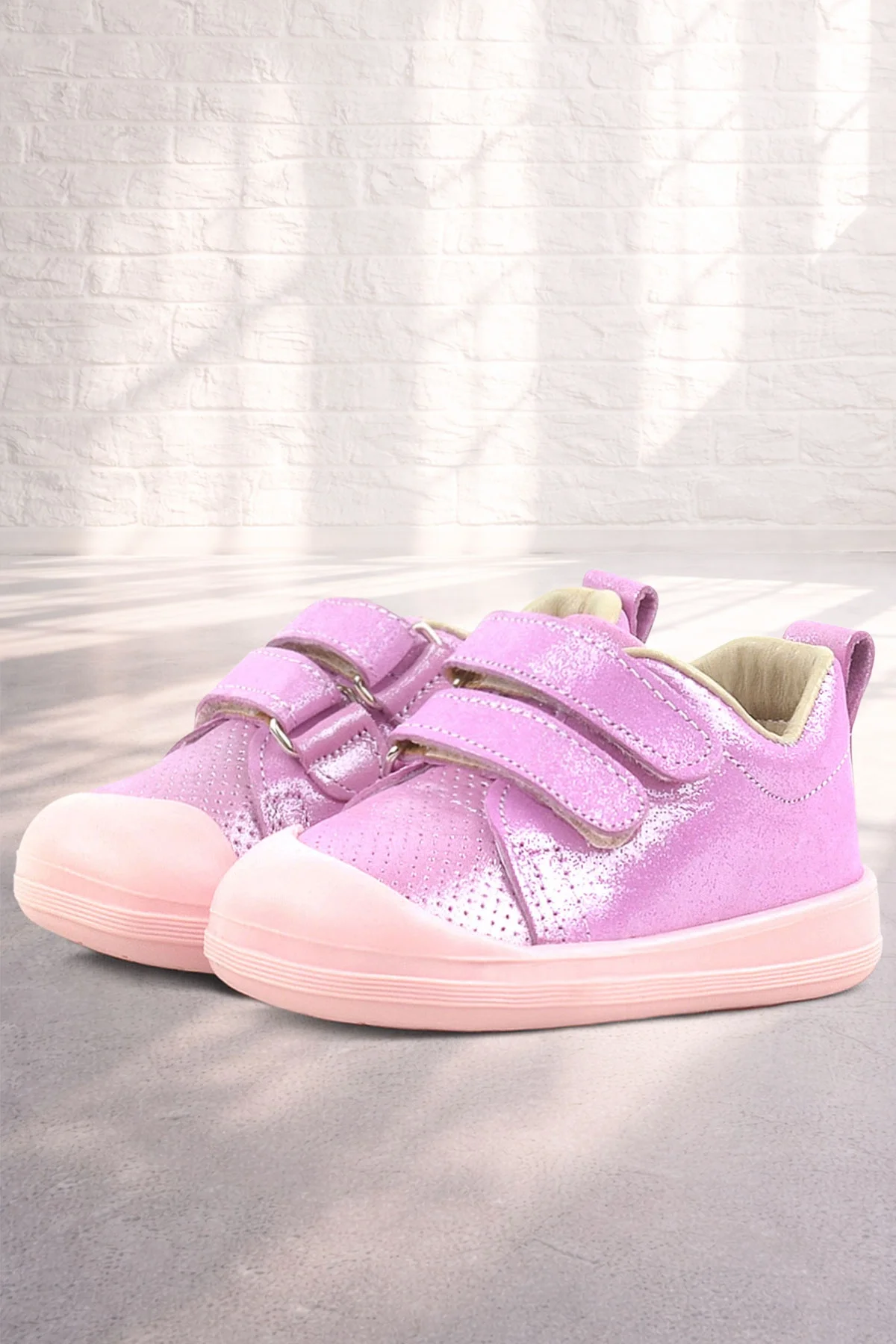 Rakerplus Sonic Hakiki Deri Pembe Işıltılı Anatomik Bebek Spor Ayakkabı