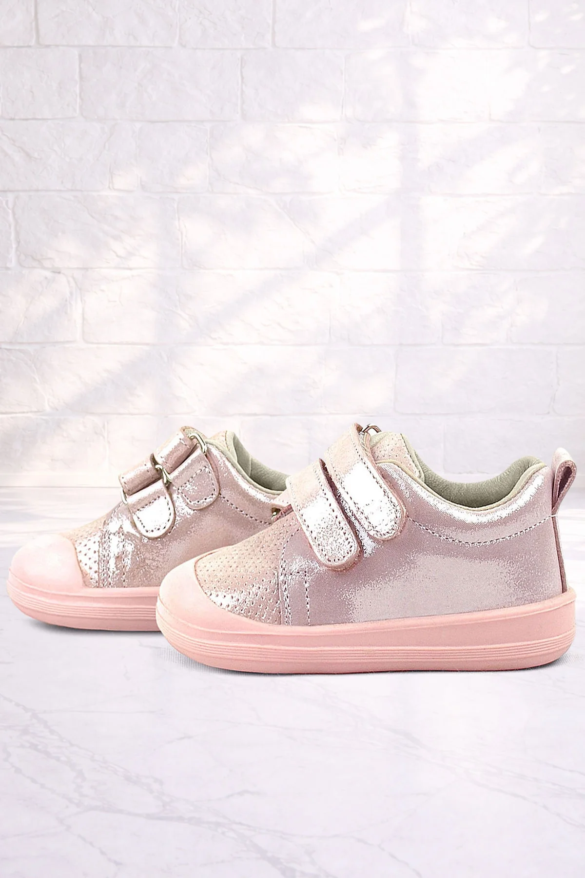 Rakerplus Sonic Hakiki Deri Pudra Işıltılı Anatomik Bebek Spor Ayakkabı