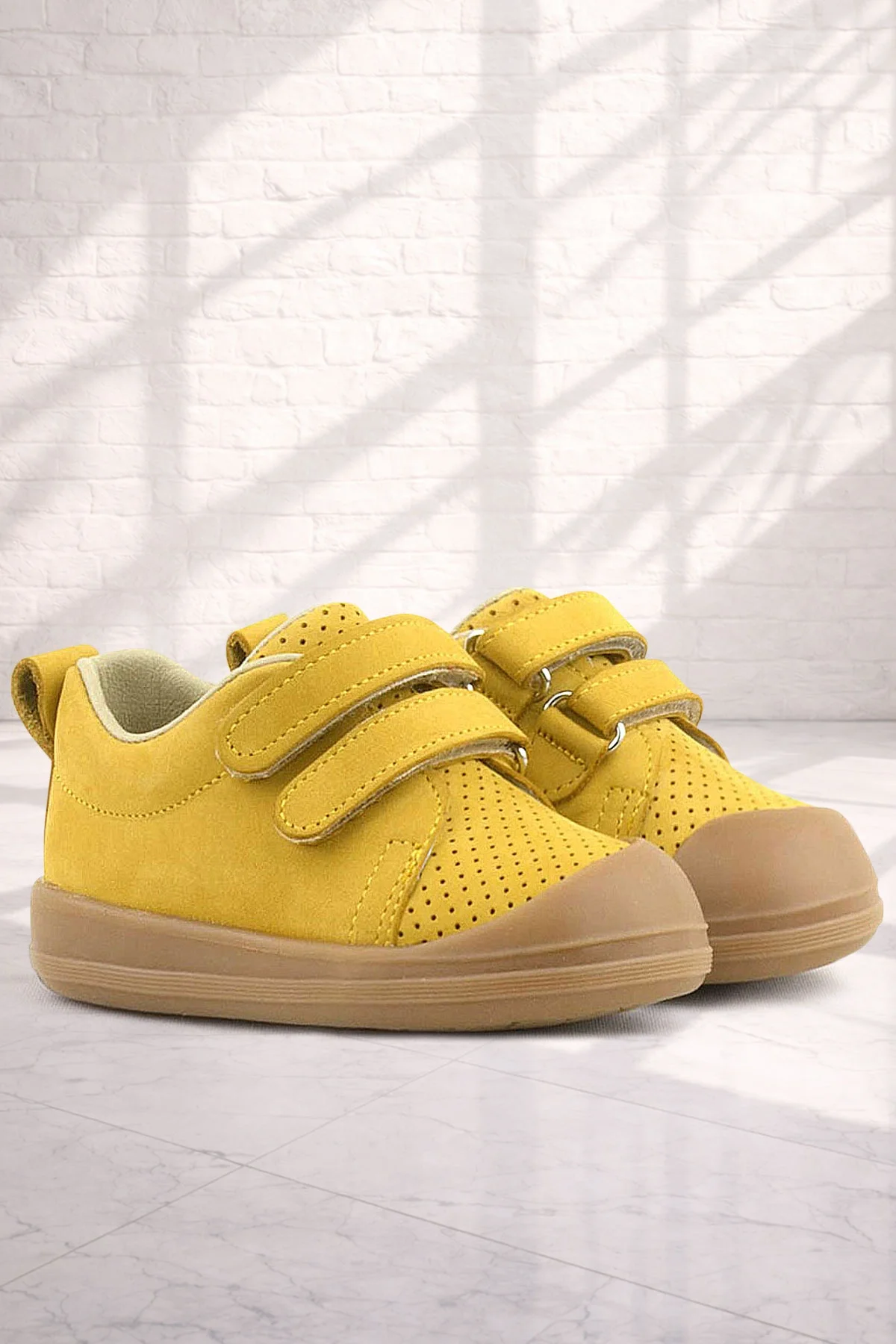 Rakerplus Sonic Hakiki Deri Sarı Cırtlı Anatomik Bebek Spor Ayakkabı Sneaker