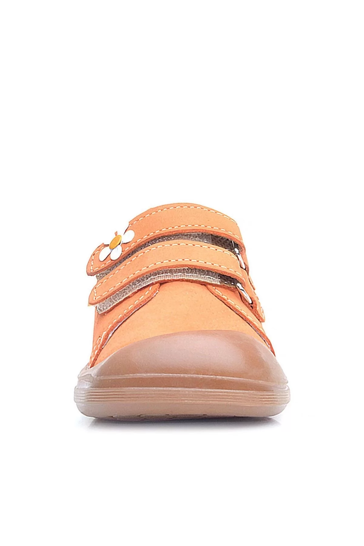 Rakerplus Sonic Hakiki Deri Turuncu Cırtlı Çiçekli Kız Bebek Sneaker Ayakkabı