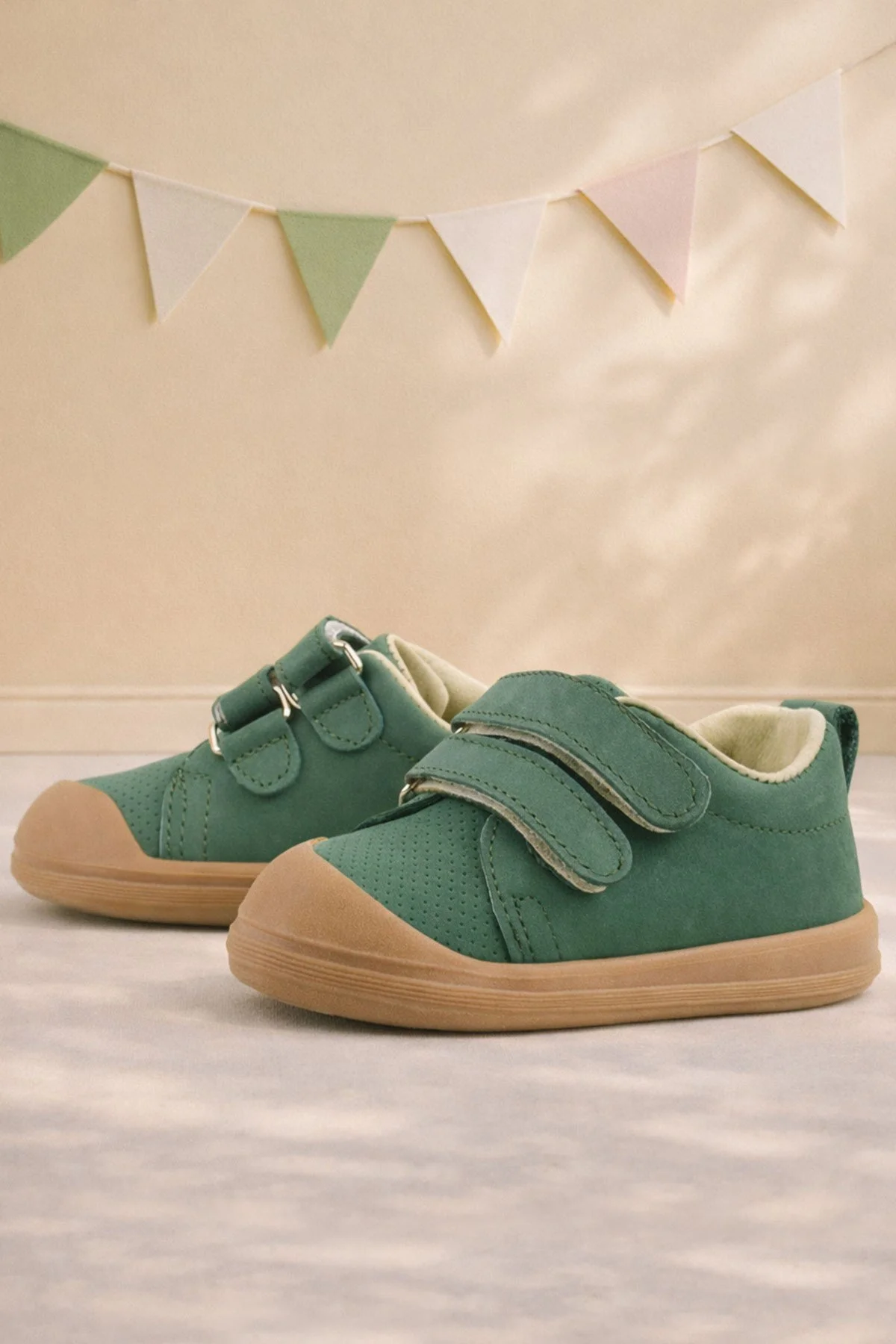 Rakerplus Sonic Hakiki Deri Yeşil Cırtlı Anatomik Bebek Spor Ayakkabı Sneaker