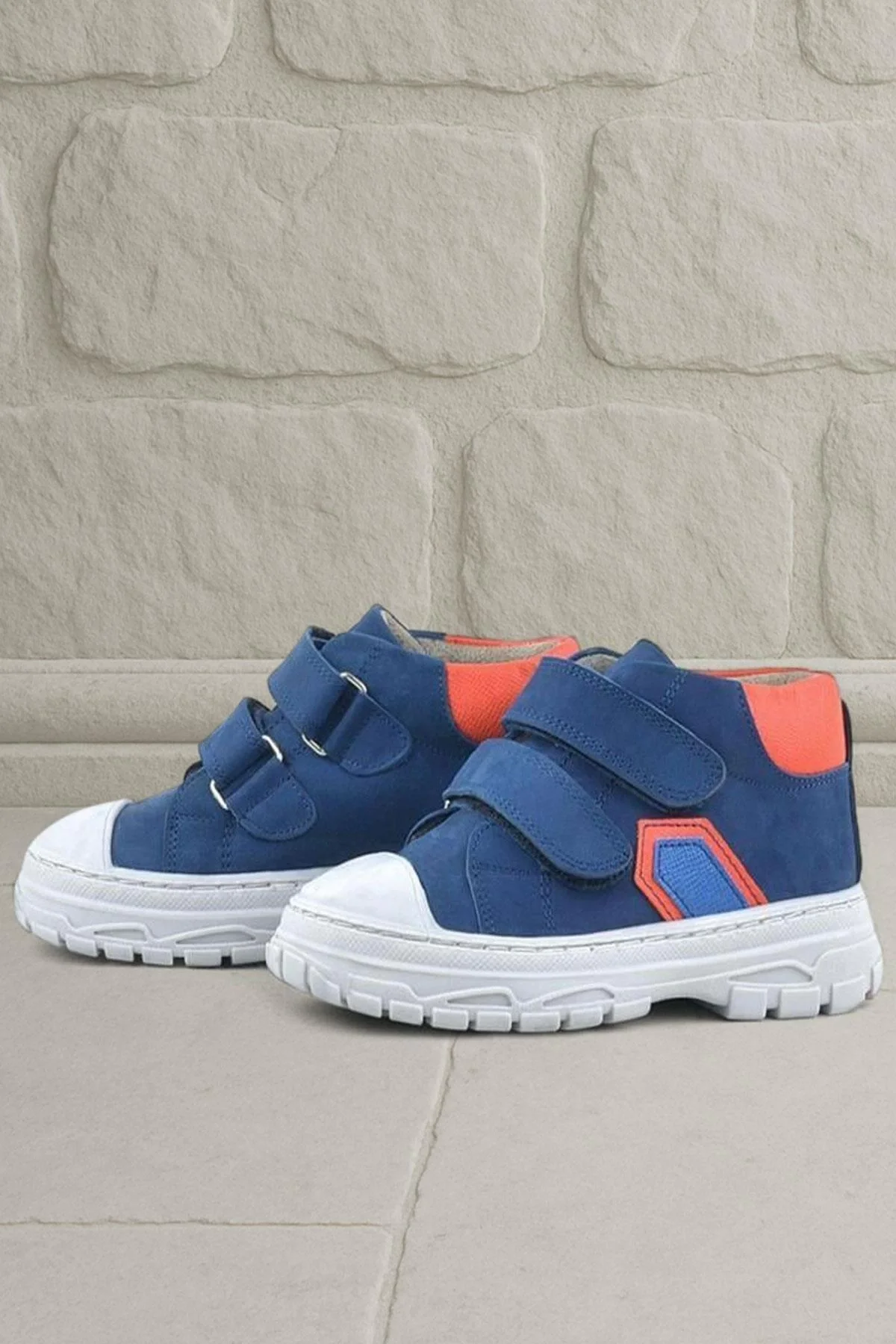 Rakerplus Tails Hakiki Deri Lacivert Cırtlı Çocuk Spor Bot