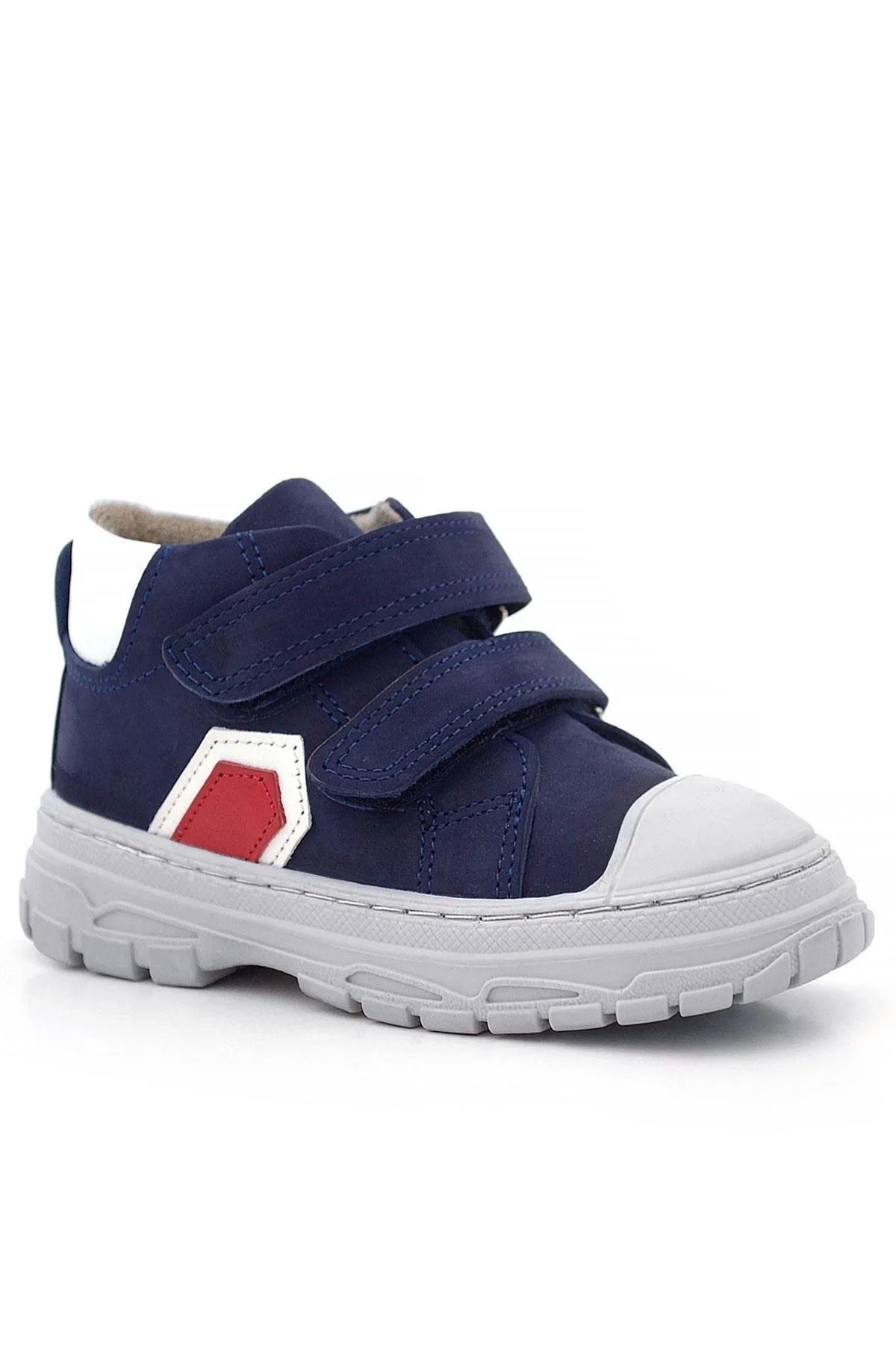 Rakerplus Tails Hakiki Deri Lacivert Kırmızı Cırtlı Çocuk Spor Bot