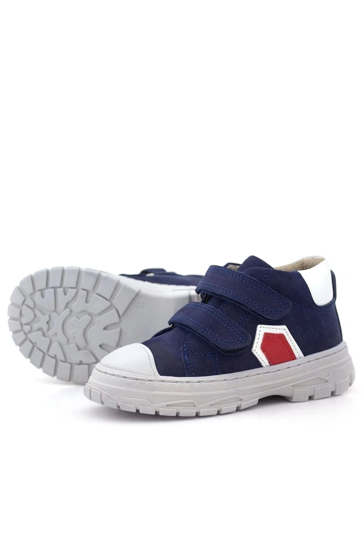 Rakerplus Tails Hakiki Deri Lacivert Kırmızı Cırtlı Çocuk Spor Bot