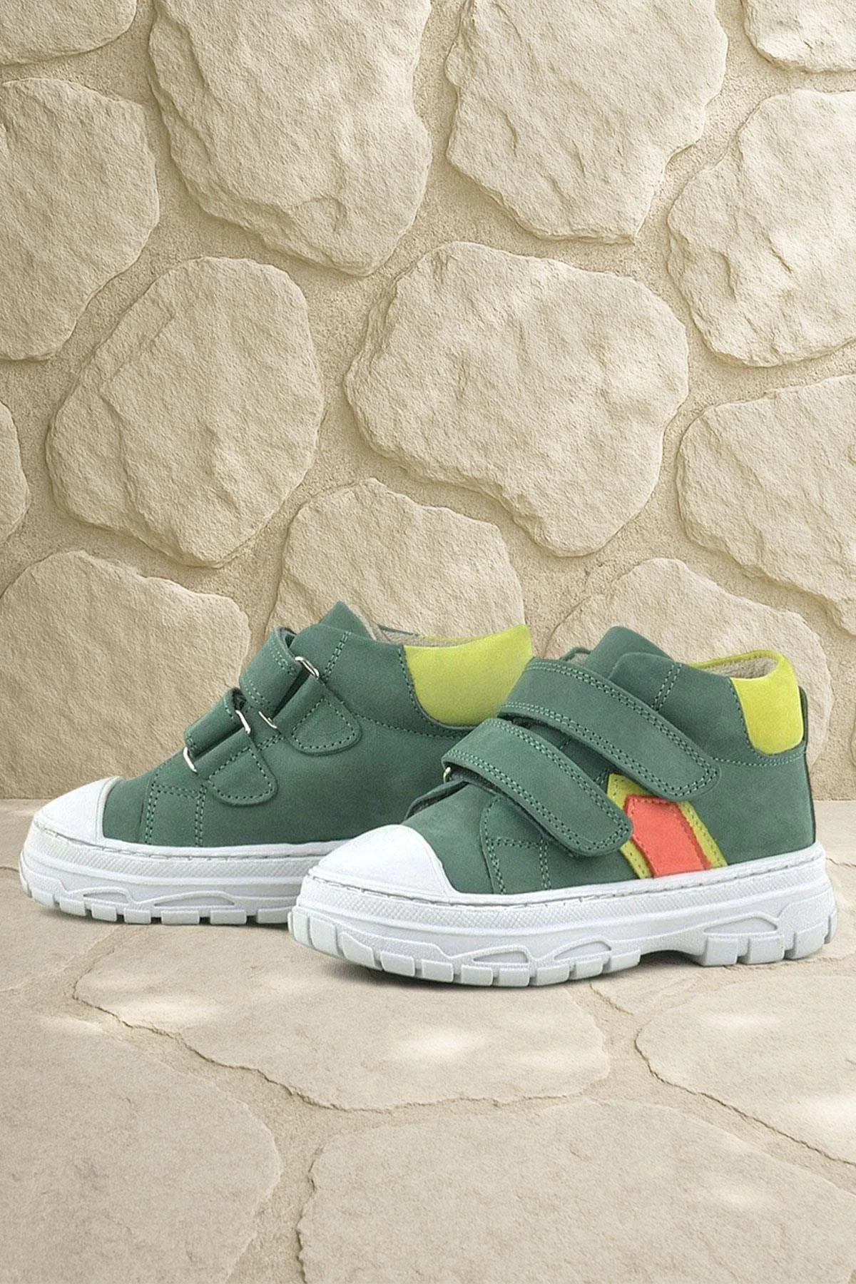 Rakerplus Tails Hakiki Deri Yeşil Cırtlı Çocuk Spor Bot