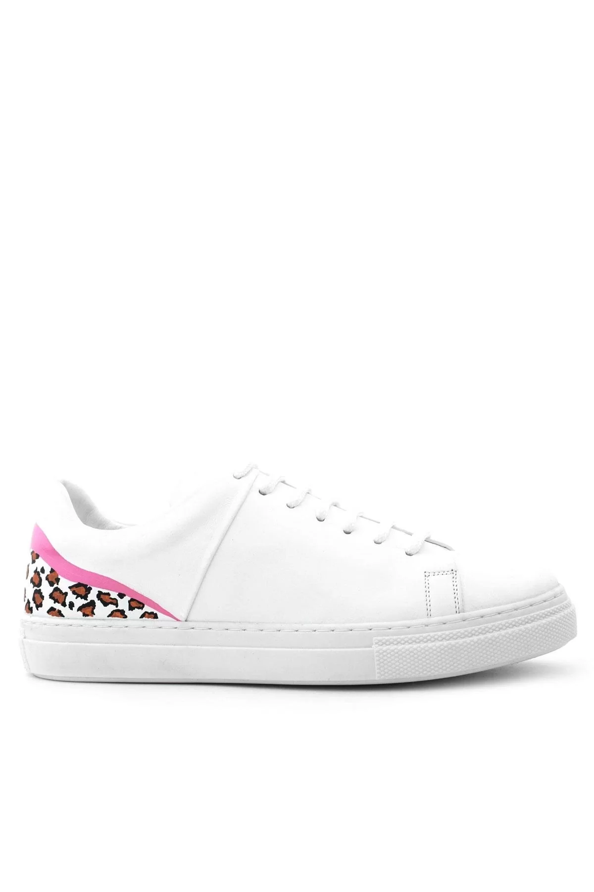 Rakerplus Tbons Özel Tasarım Beyaz Hakiki Deri Kadın Bağcıklı Sneaker Ayakkabı