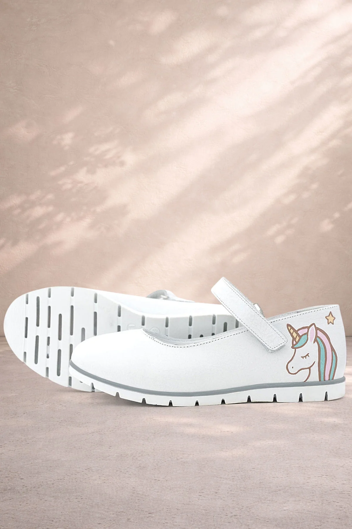 Rakerplus Tbons Özel Tasarım Hakiki Deri Beyaz Kız Çocuk Babet Ayakkabı