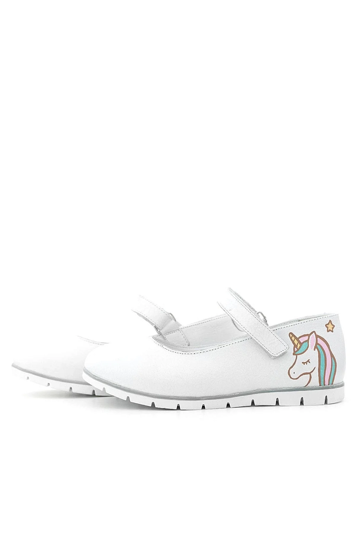 Rakerplus Tbons Özel Tasarım Hakiki Deri Beyaz Kız Çocuk Babet Ayakkabı