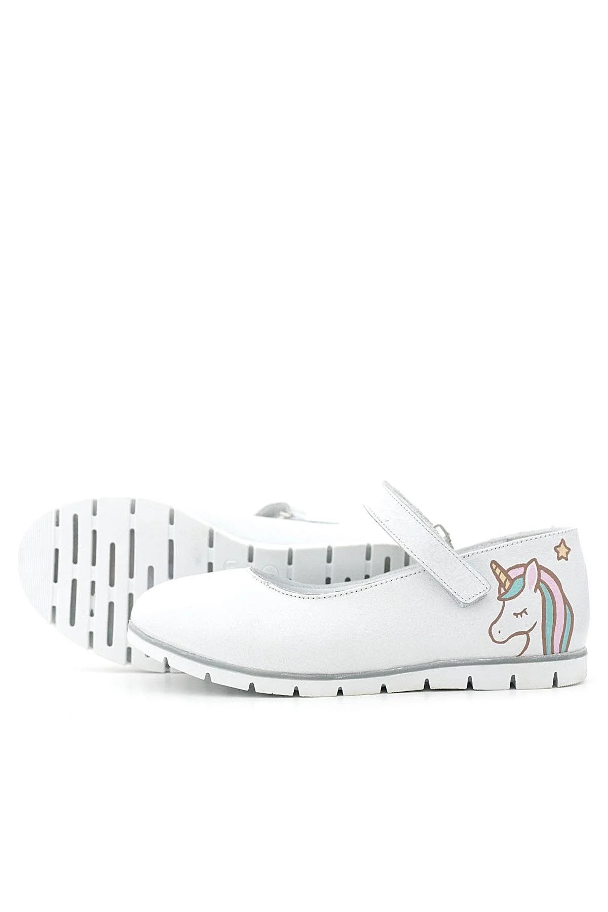 Rakerplus Tbons Özel Tasarım Hakiki Deri Beyaz Kız Çocuk Babet Ayakkabı