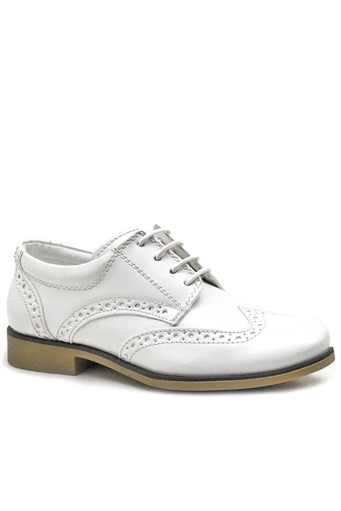 Rakerplus Titan Beyaz Rugan Bağcıklı Klasik Erkek Çocuk Klasik Ayakkabı