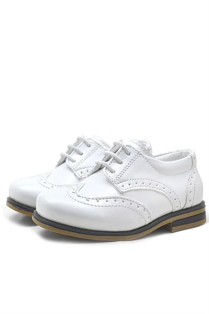 Rakerplus Titan Beyaz Rugan Bağcıklı Klasik Erkek Çocuk Klasik Ayakkabı