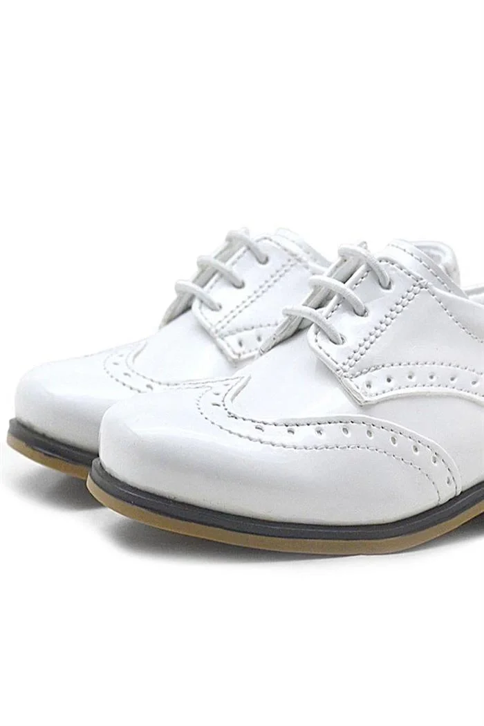 Rakerplus Titan Beyaz Rugan Bağcıklı Klasik Erkek Çocuk Klasik Ayakkabı