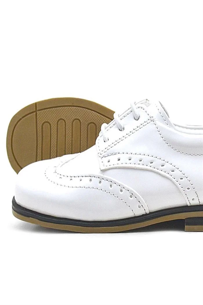 Rakerplus Titan Beyaz Rugan Bağcıklı Klasik Erkek Çocuk Klasik Ayakkabı