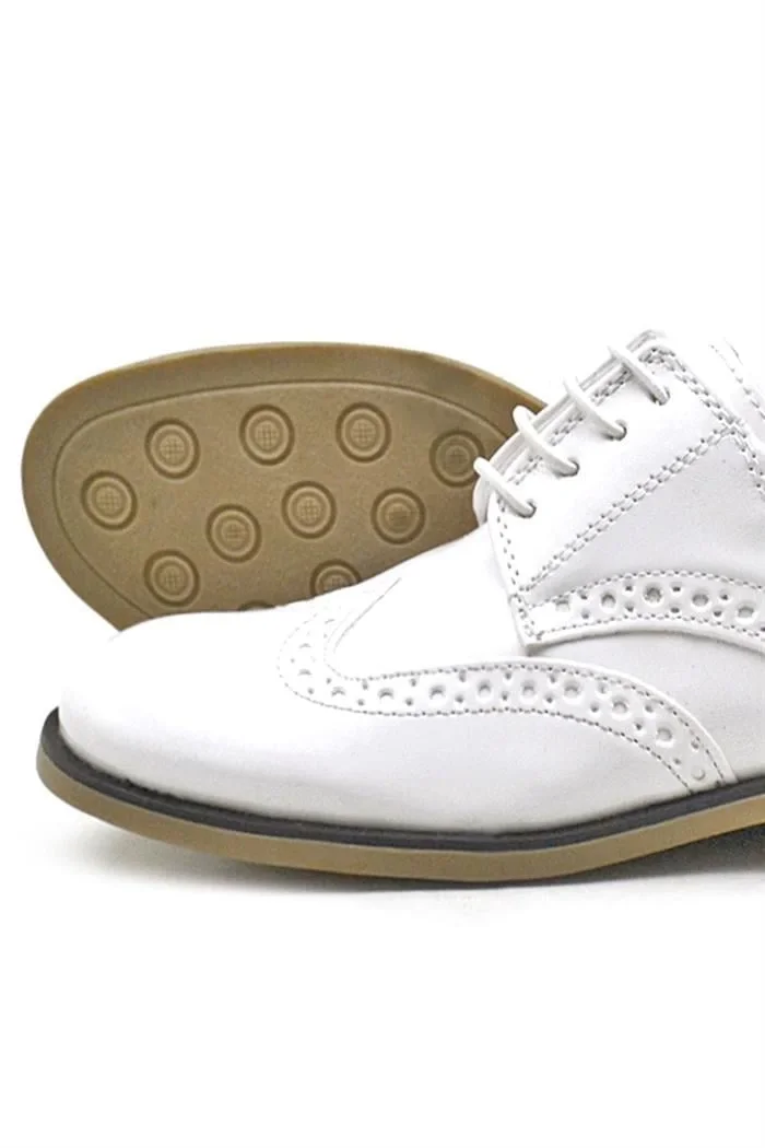 Rakerplus Titan Beyaz Rugan Bağcıklı Klasik Erkek Çocuk Klasik Ayakkabı