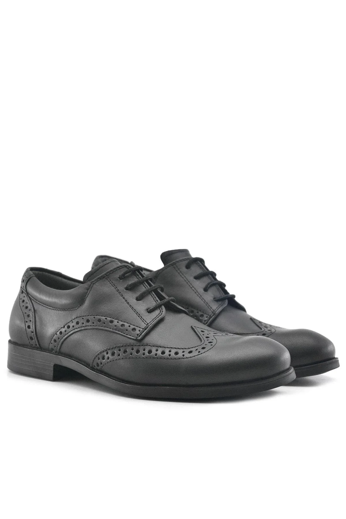 Rakerplus Titan Hakiki Deri Siyah Klasik Erkek Çocuk Ayakkabısı