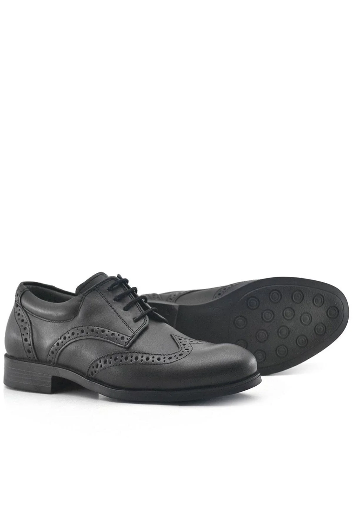 Rakerplus Titan Hakiki Deri Siyah Klasik Erkek Çocuk Ayakkabısı