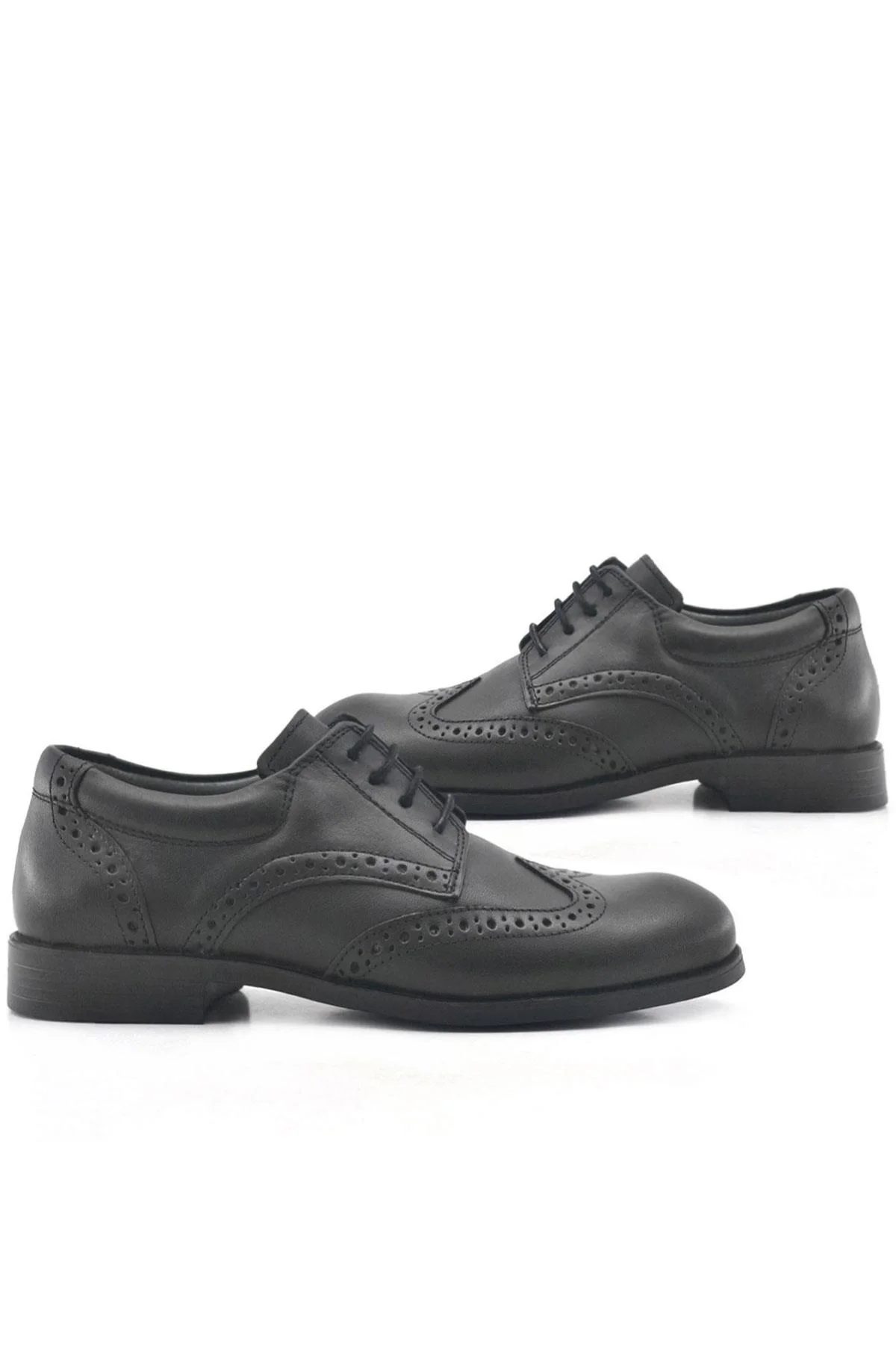 Rakerplus Titan Hakiki Deri Siyah Klasik Erkek Çocuk Ayakkabısı