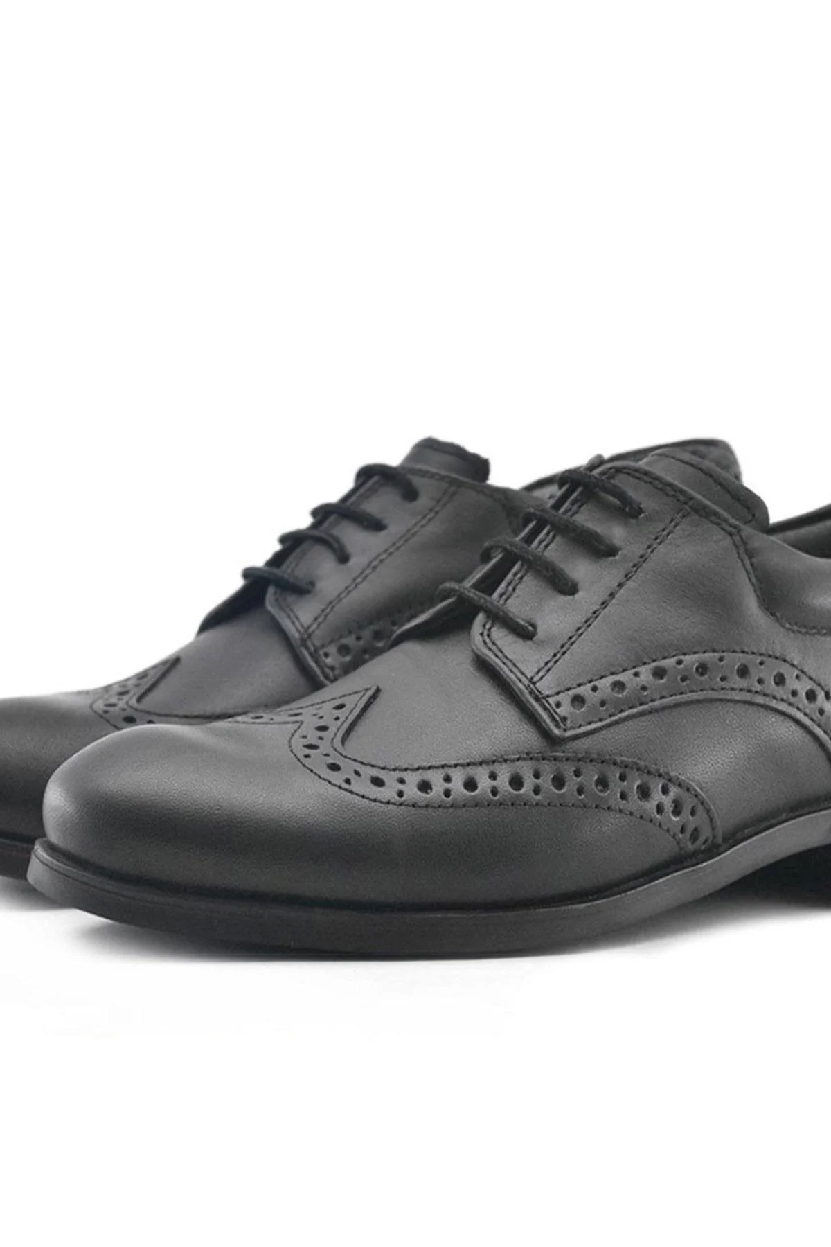 Rakerplus Titan Hakiki Deri Siyah Klasik Erkek Çocuk Ayakkabısı