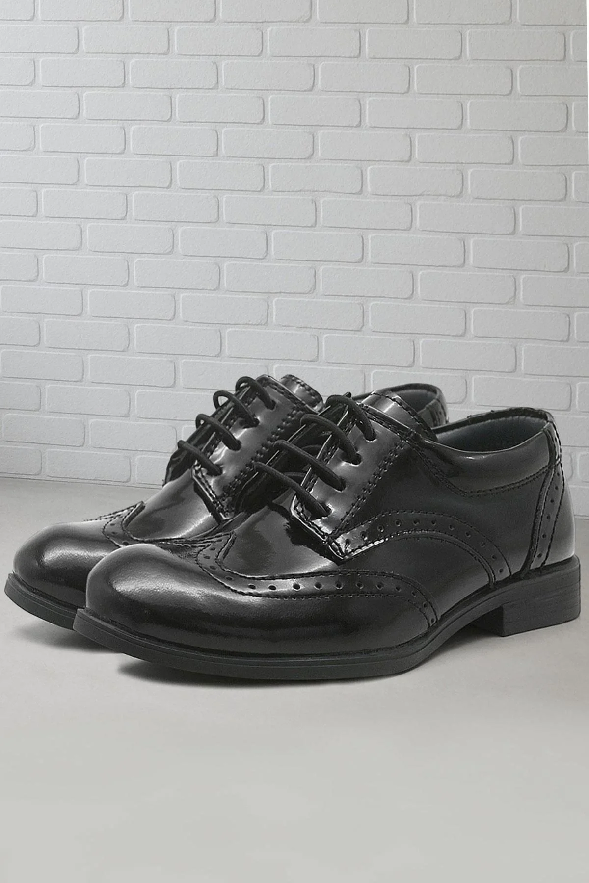 Rakerplus Titan Hakiki Deri Siyah Rugan Klasik Erkek Çocuk Ayakkabı