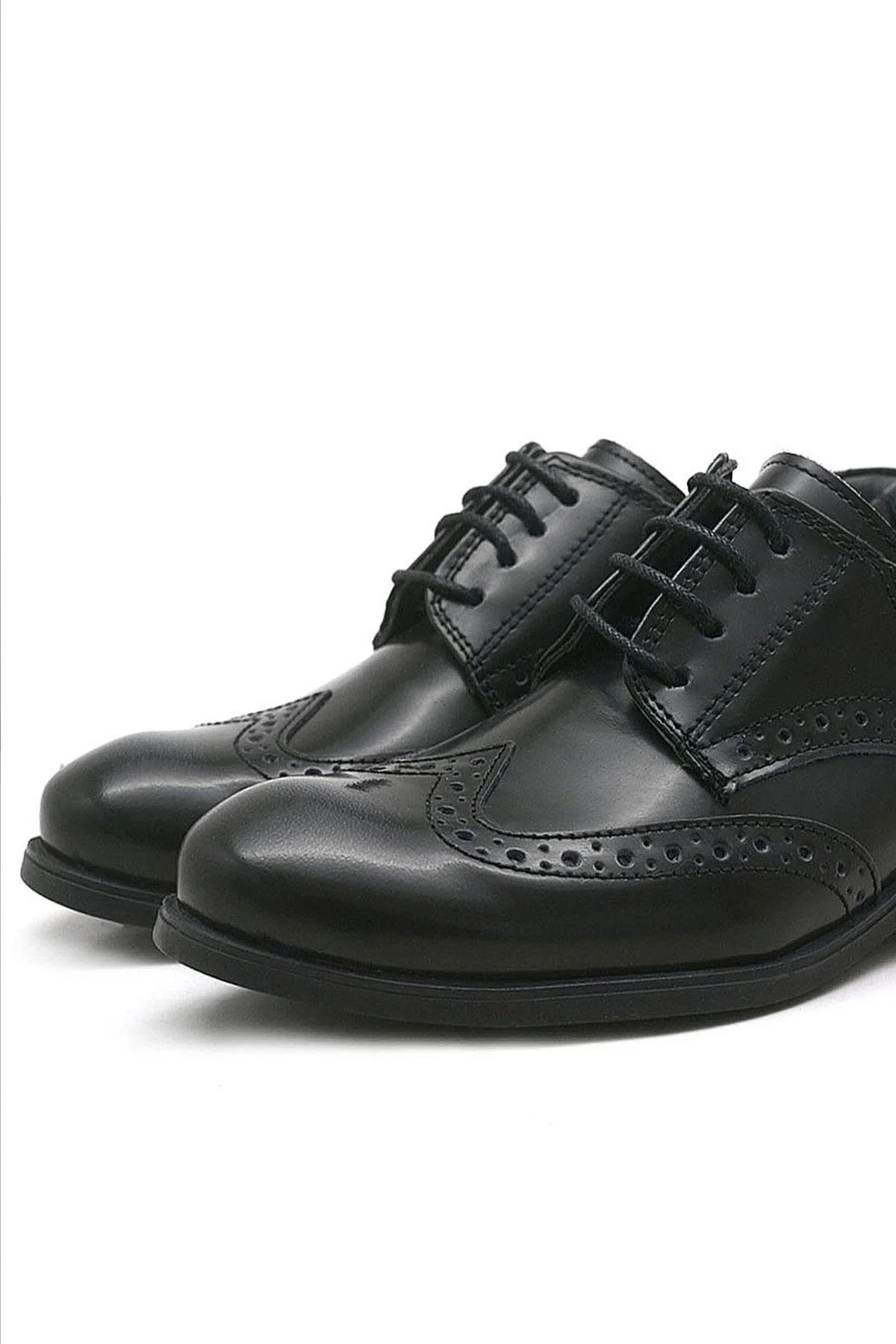Rakerplus Titan Hakiki Deri Siyah Rugan Klasik Erkek Çocuk Ayakkabı