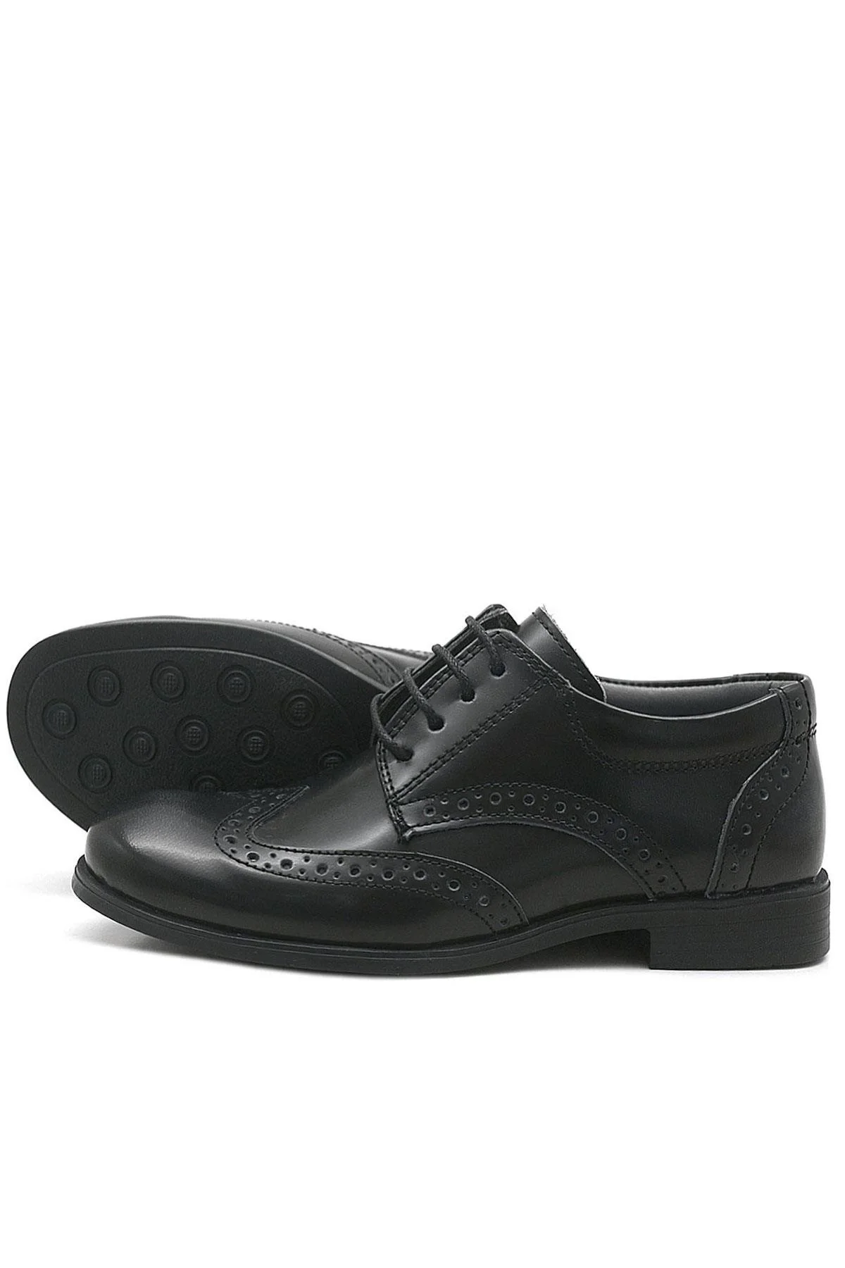 Rakerplus Titan Hakiki Deri Siyah Rugan Klasik Erkek Çocuk Ayakkabı