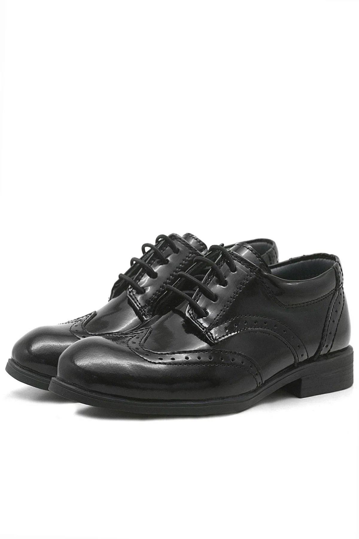 Rakerplus Titan Hakiki Deri Siyah Rugan Klasik Erkek Çocuk Ayakkabı