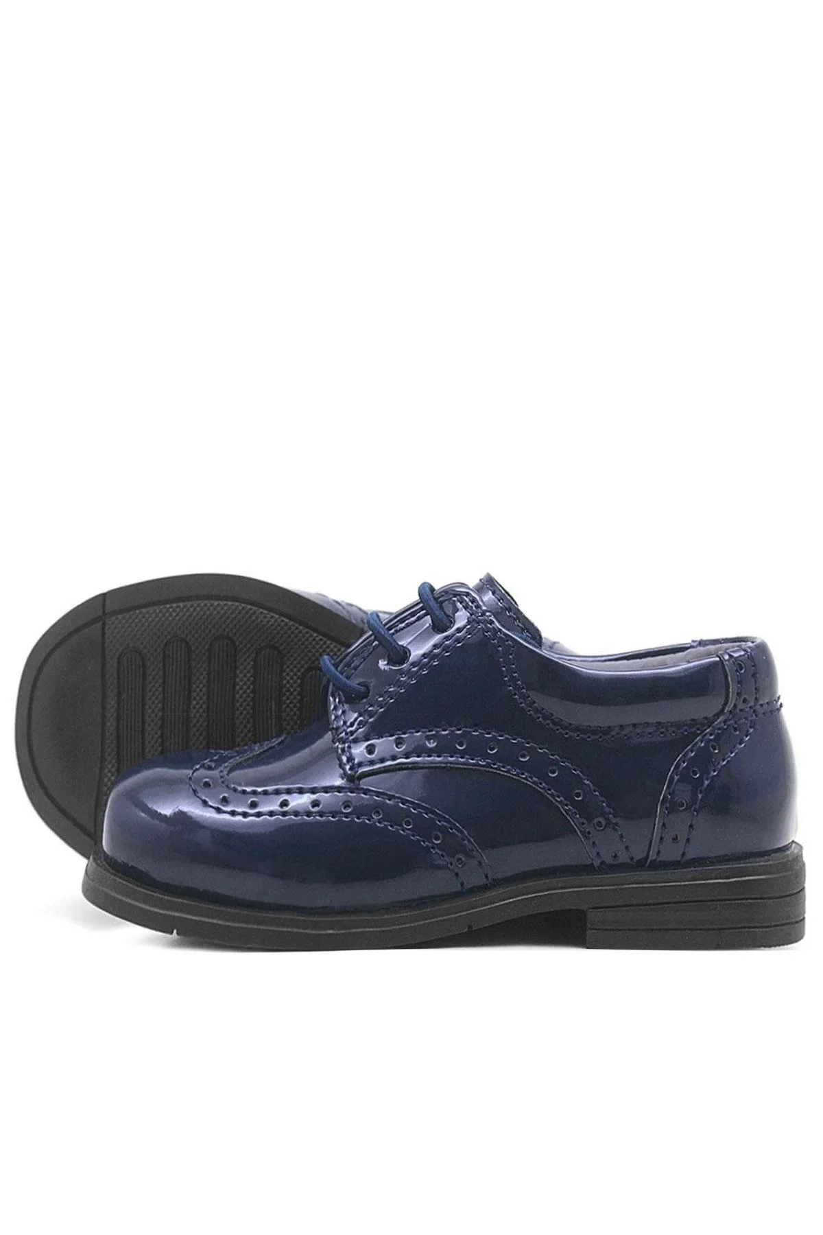 Rakerplus Titan Lacivert Rugan Bağcıklı Klasik Erkek Bebek Ayakkabı