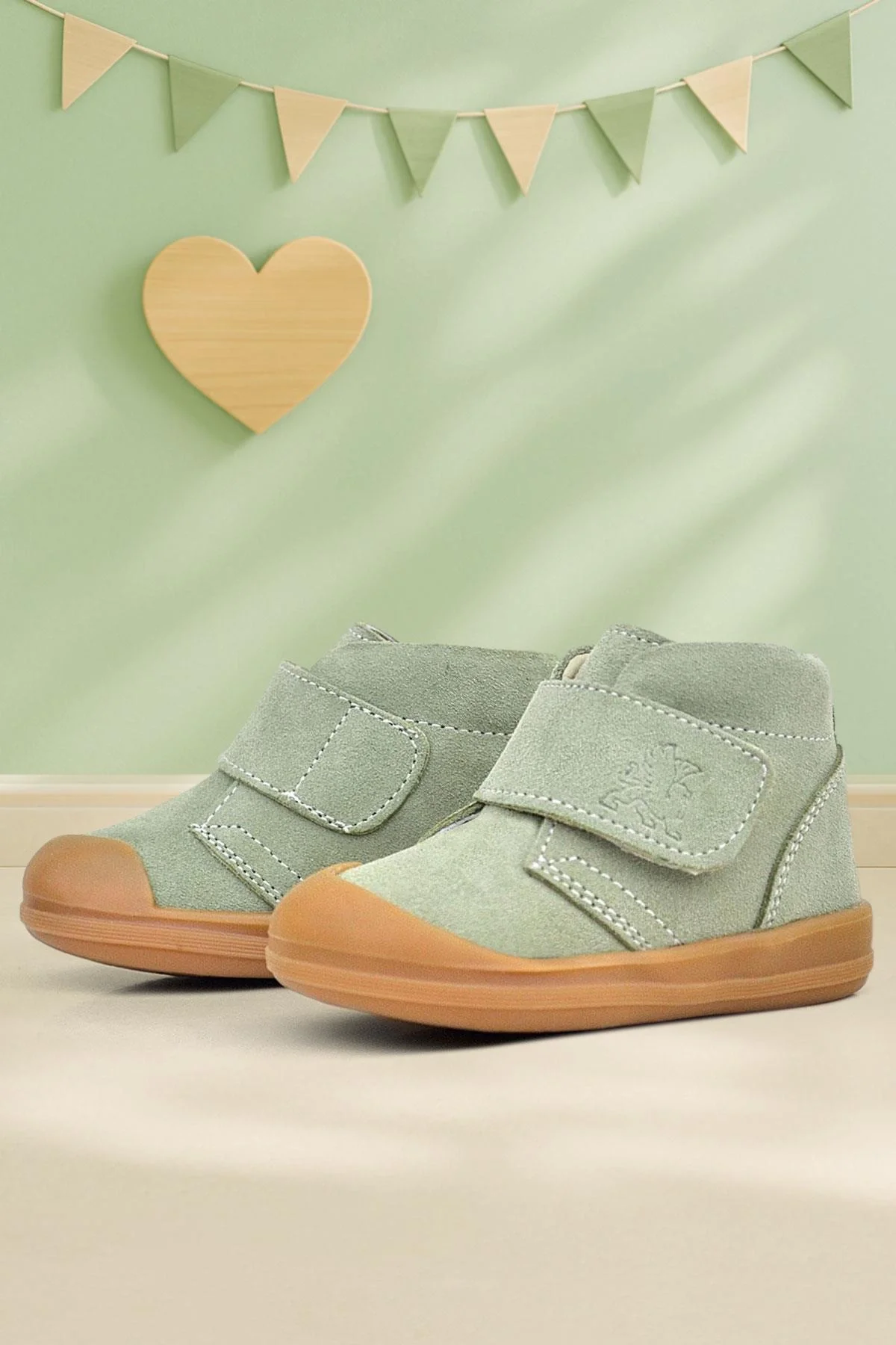 Rakerplus Yoohoo Hakiki Deri Açık Yeşil Cırtlı Unisex Bebek Bot