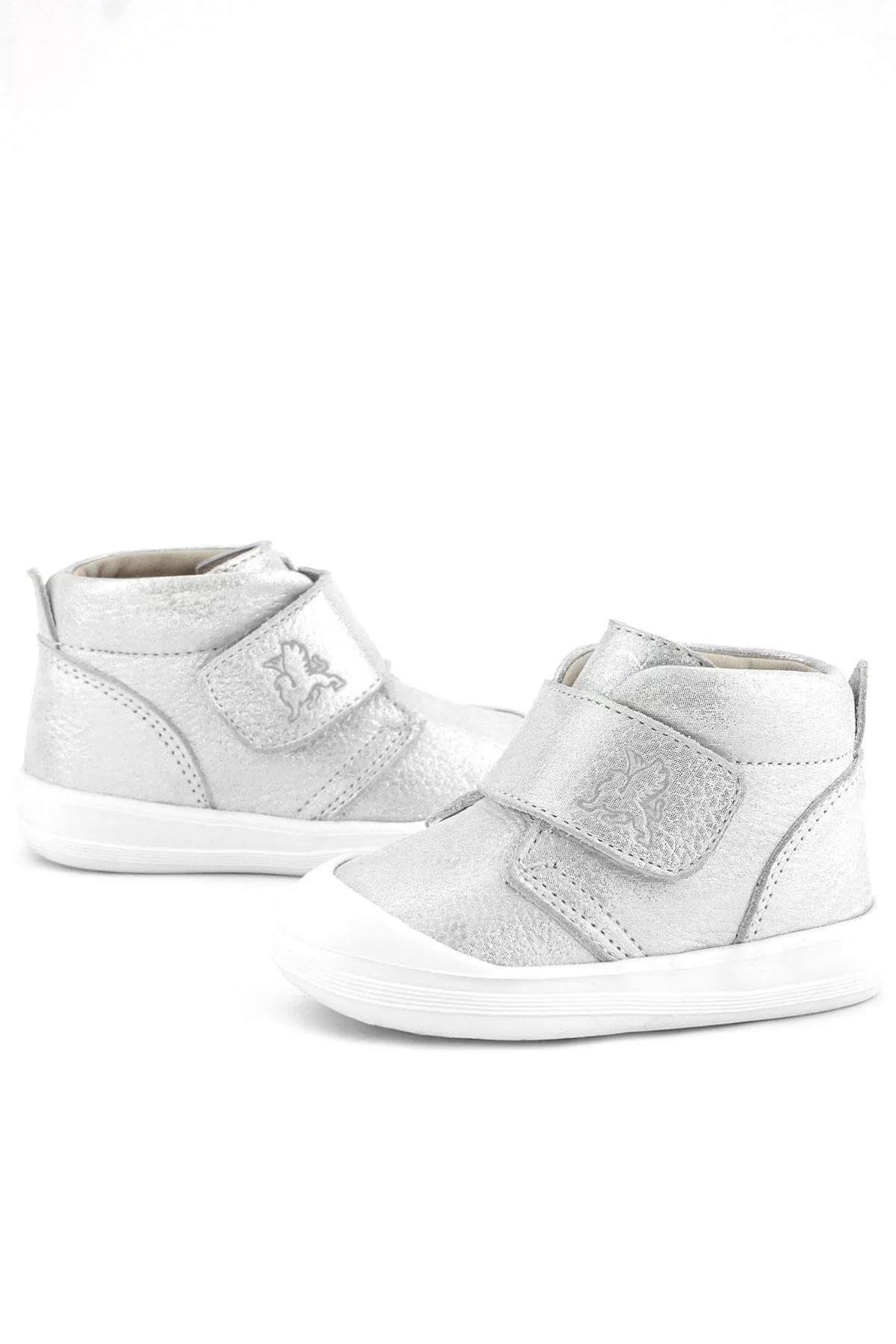 Rakerplus Yoohoo Hakiki Deri Beyaz Simli Cırtlı Unisex Bebek Bot