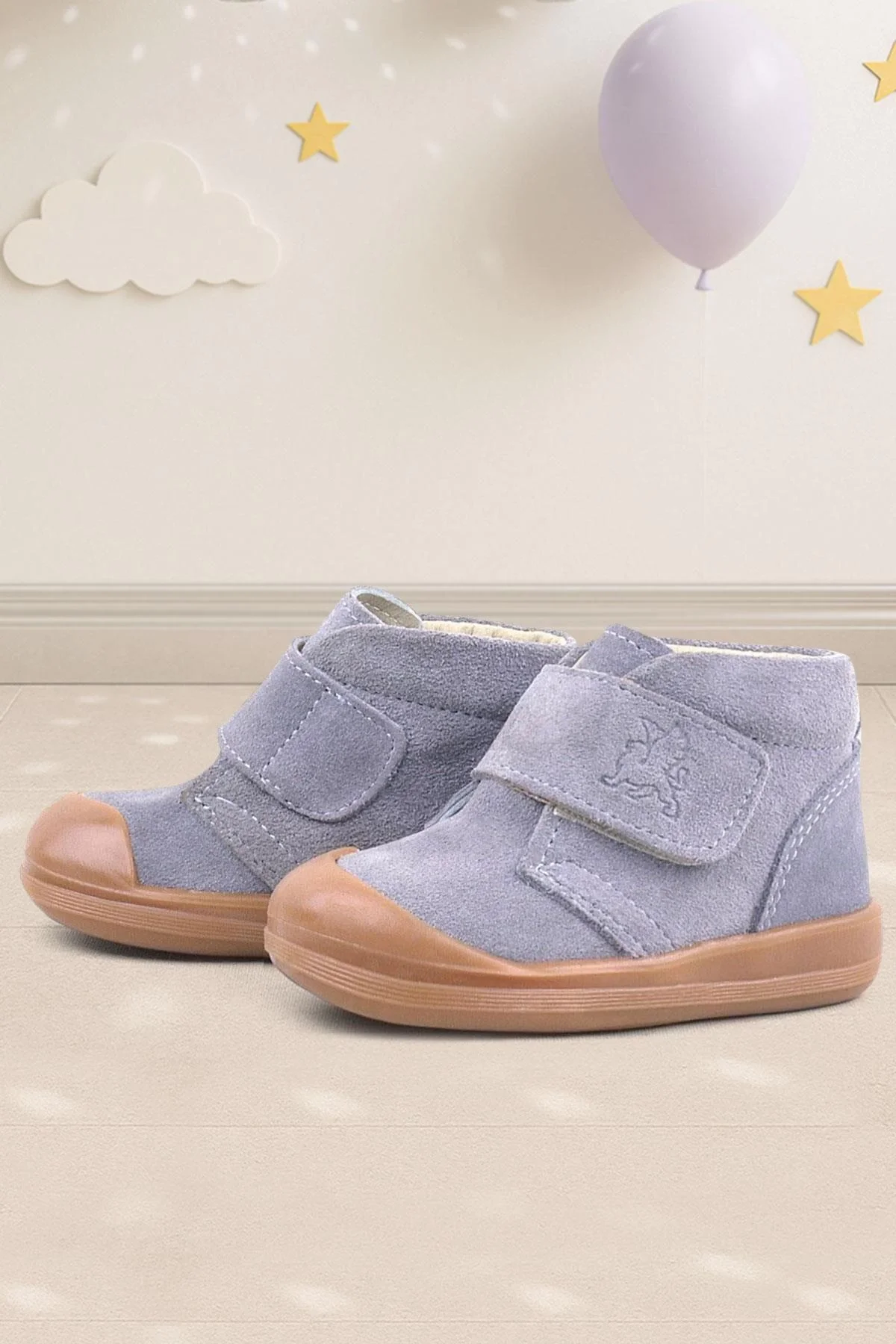 Rakerplus Yoohoo Hakiki Deri Gri Cırtlı Unisex Bebek Bot