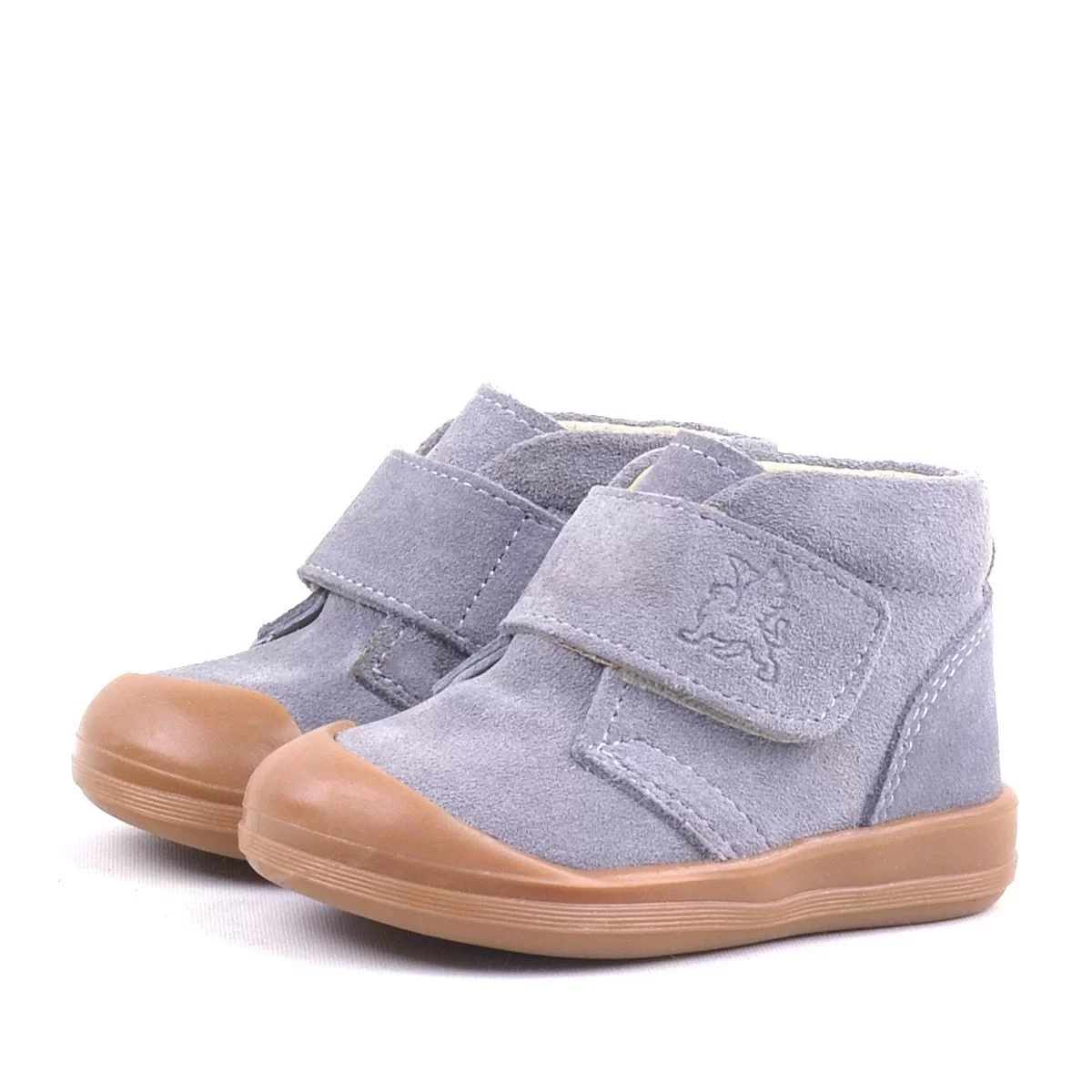 Rakerplus Yoohoo Hakiki Deri Gri Cırtlı Unisex Bebek Bot