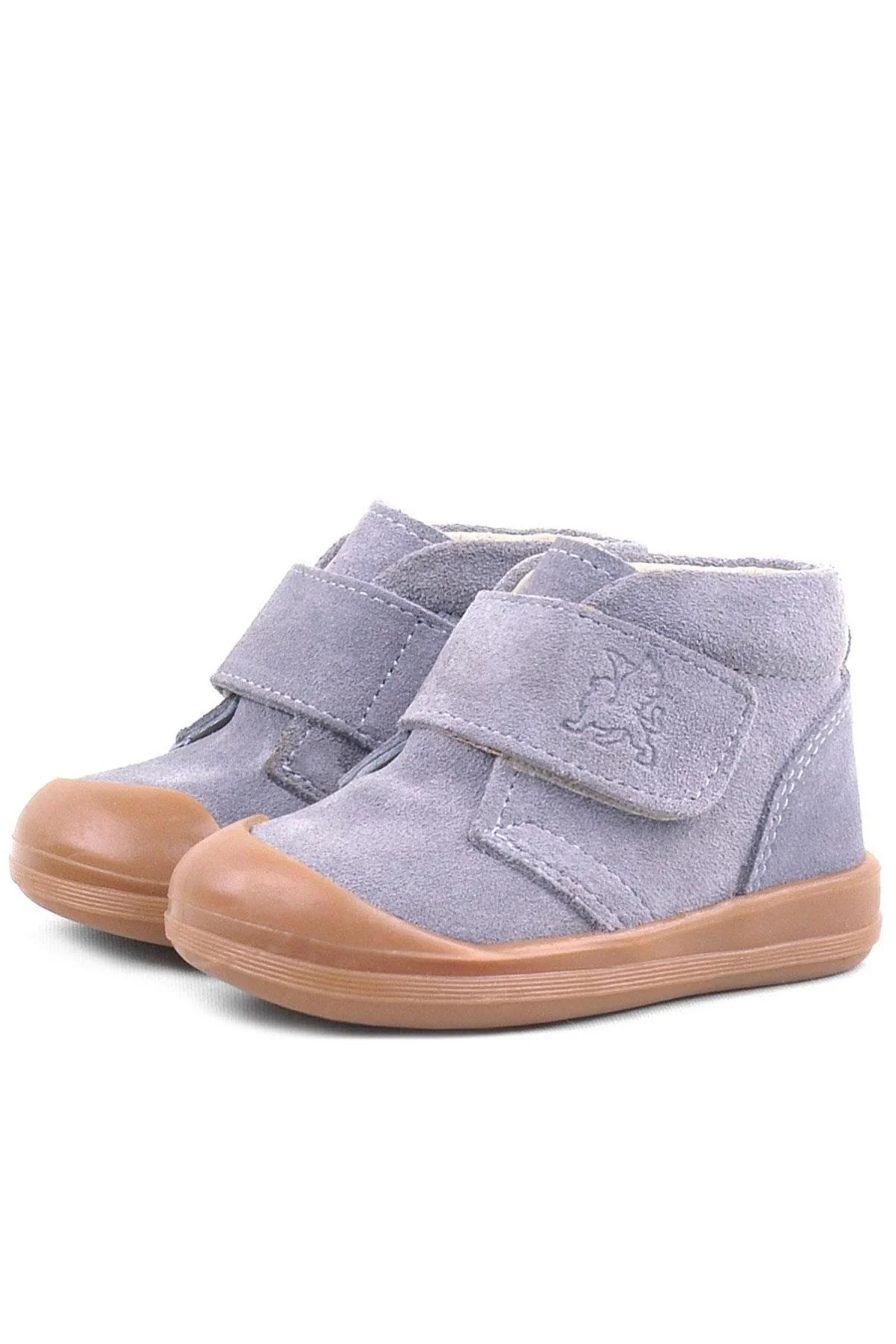 Rakerplus Yoohoo Hakiki Deri Gri Cırtlı Unisex Bebek Bot