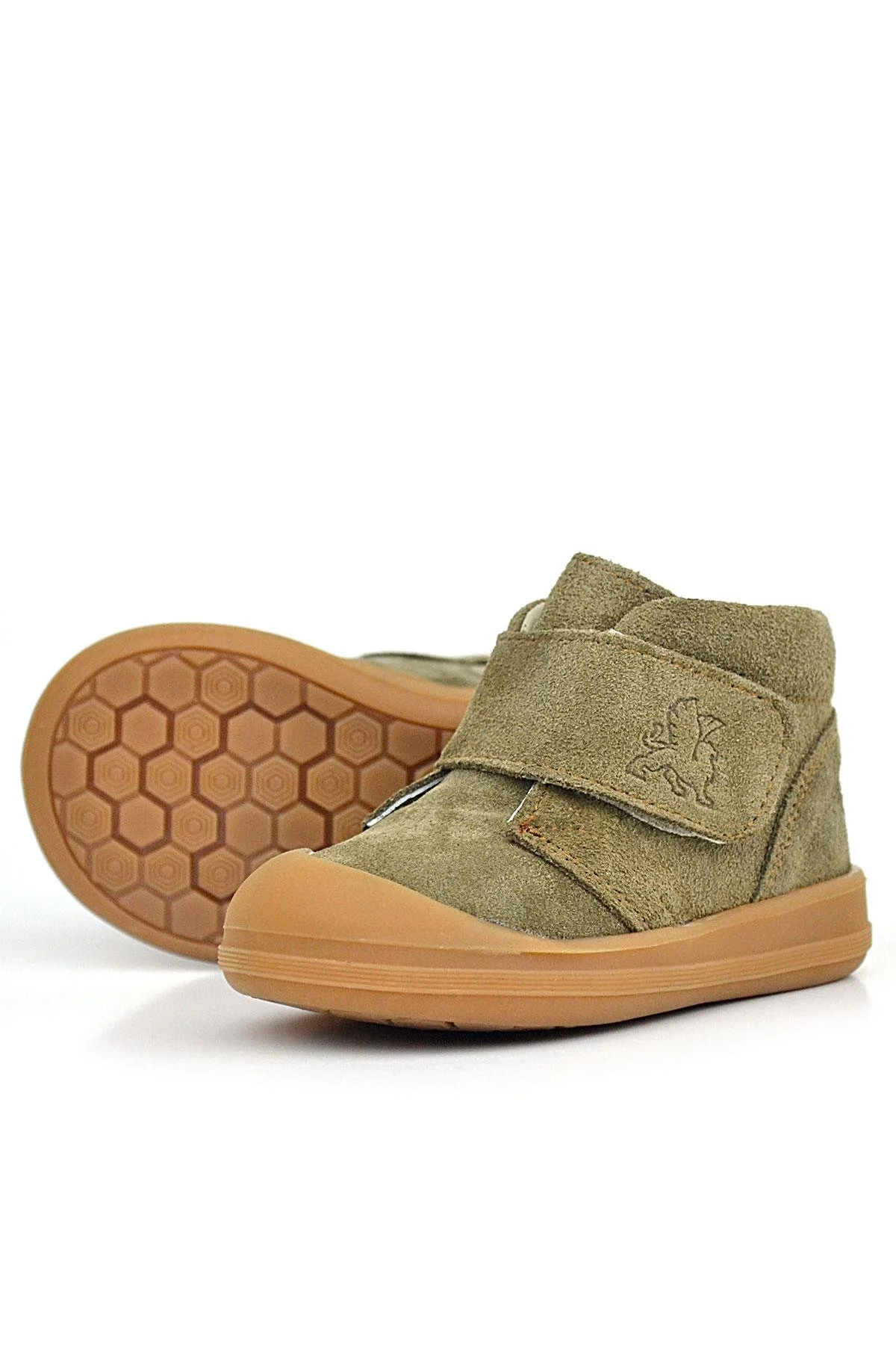 Rakerplus Yoohoo Hakiki Deri Haki Yeşil Cırtlı Unisex Bebek Bot